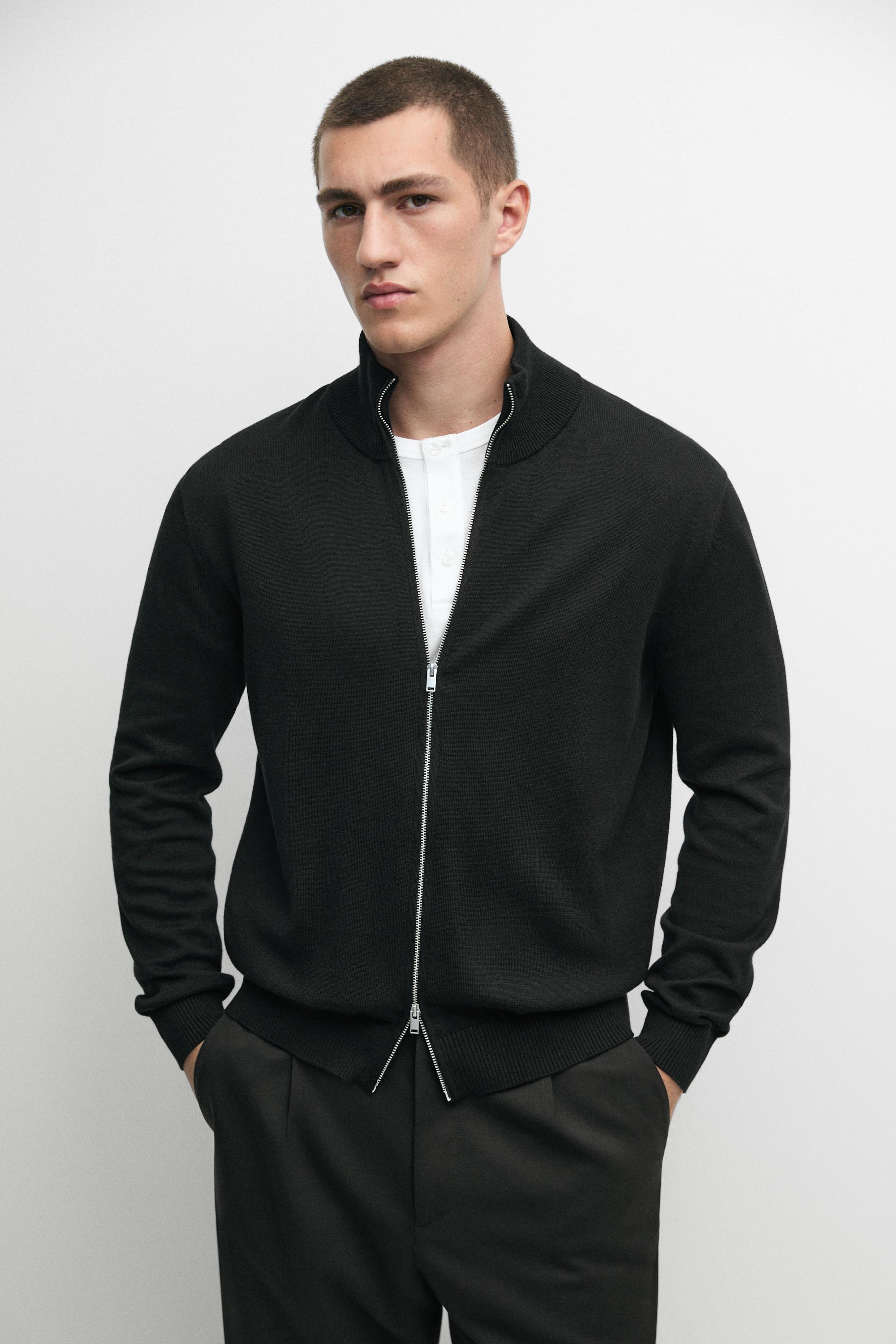 100% cotton knit cardigan Black