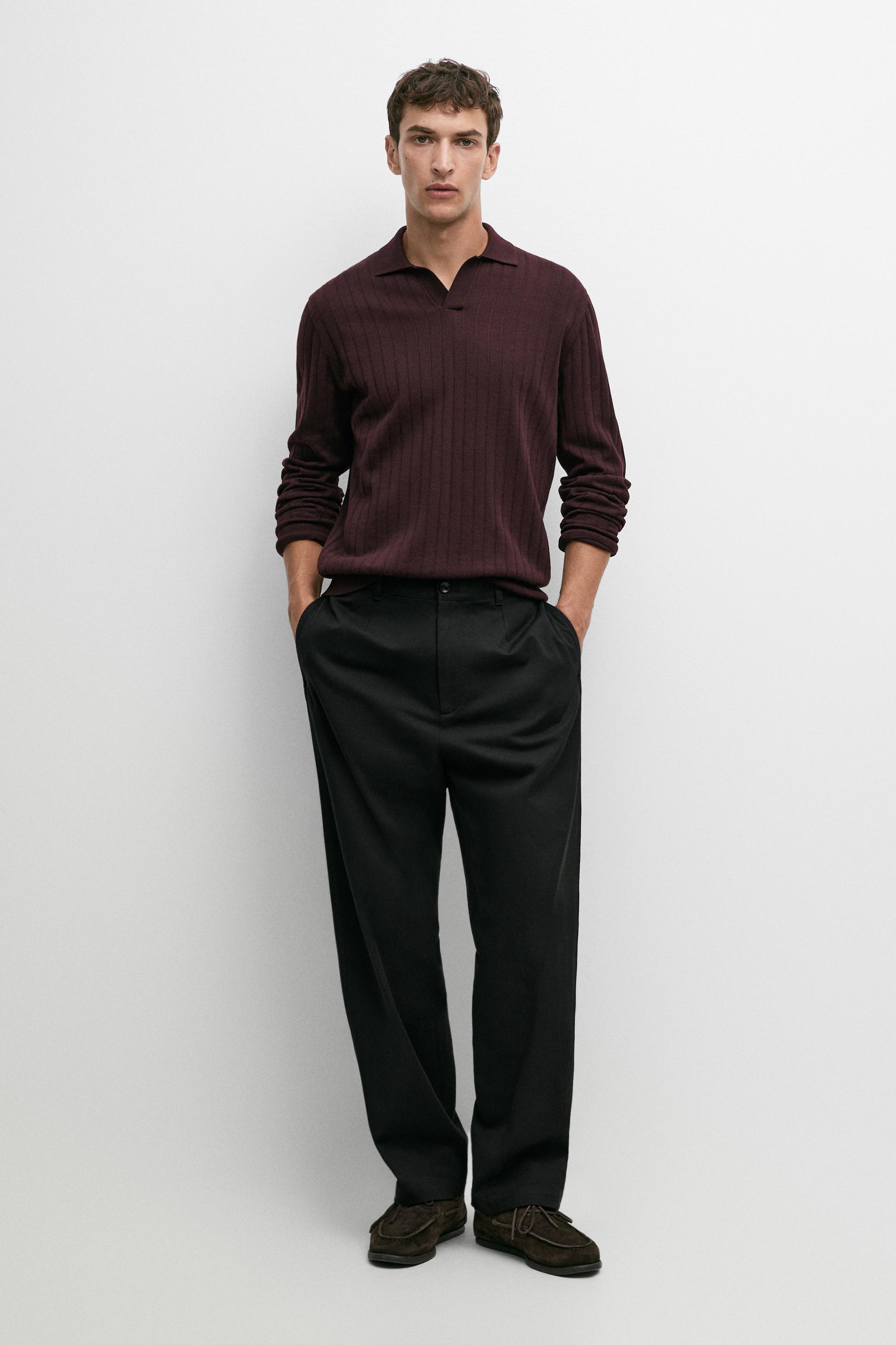 100% Cotton Knit Polo Sweater Burgundy