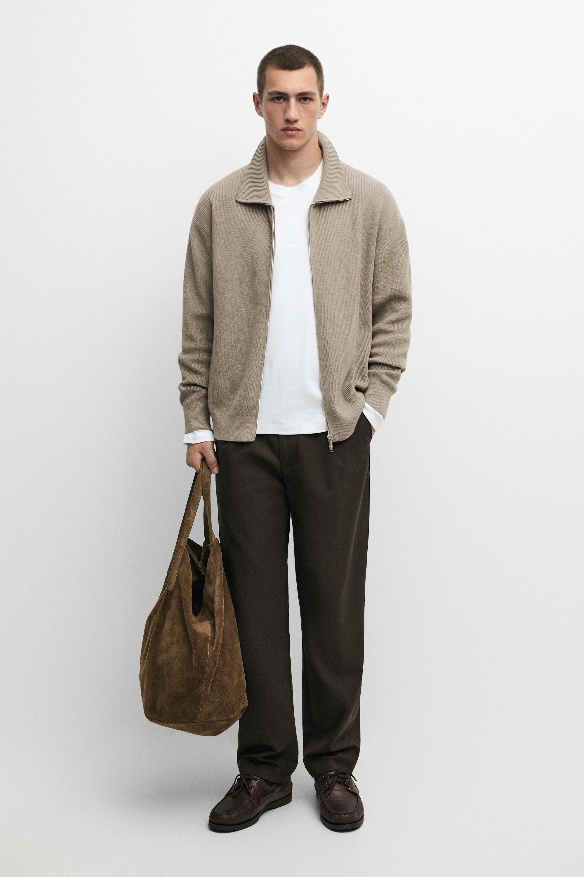 100% cotton ribbed knit cardigan Marine Green