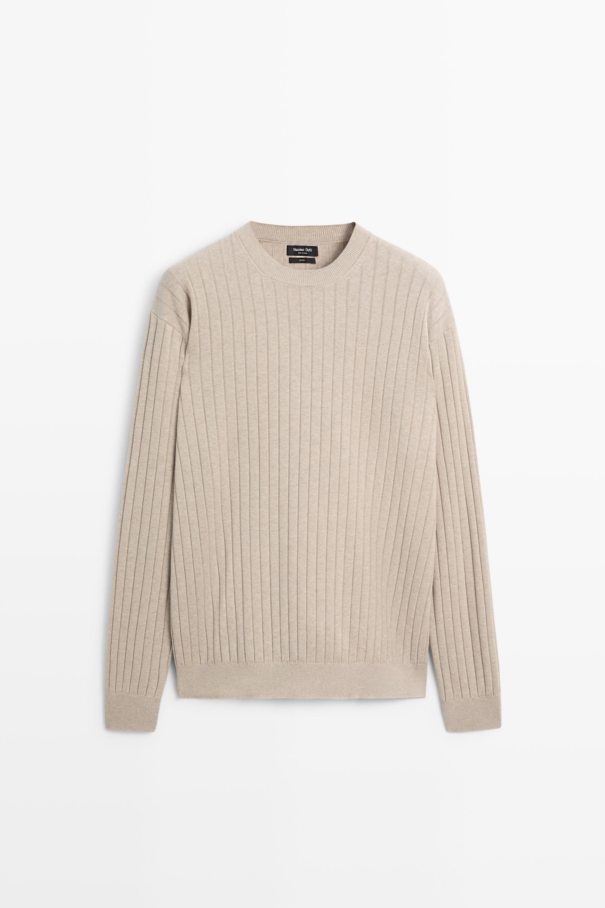 100% cotton ribbed knit sweater Greenish