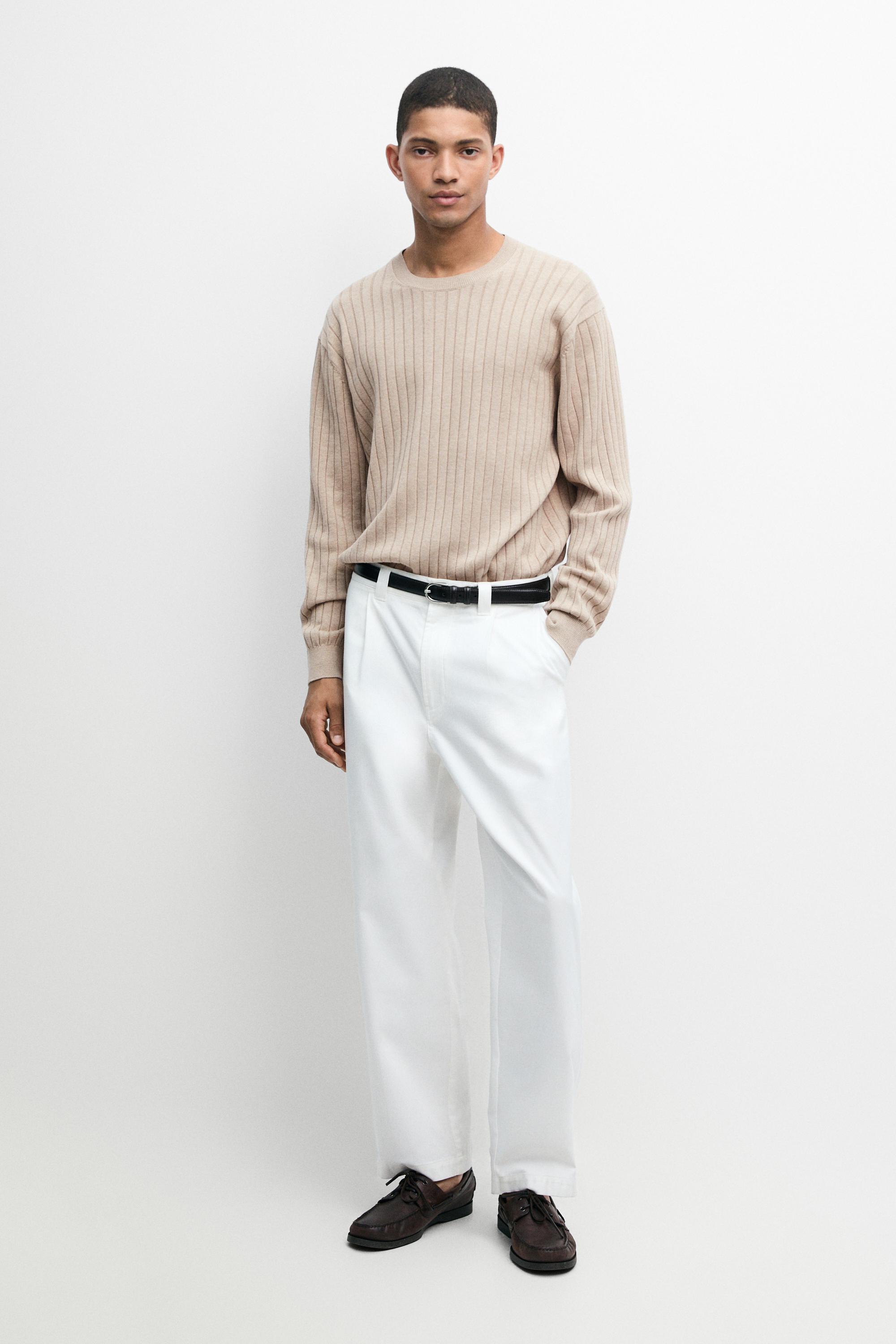 100% cotton ribbed knit sweater Greenish