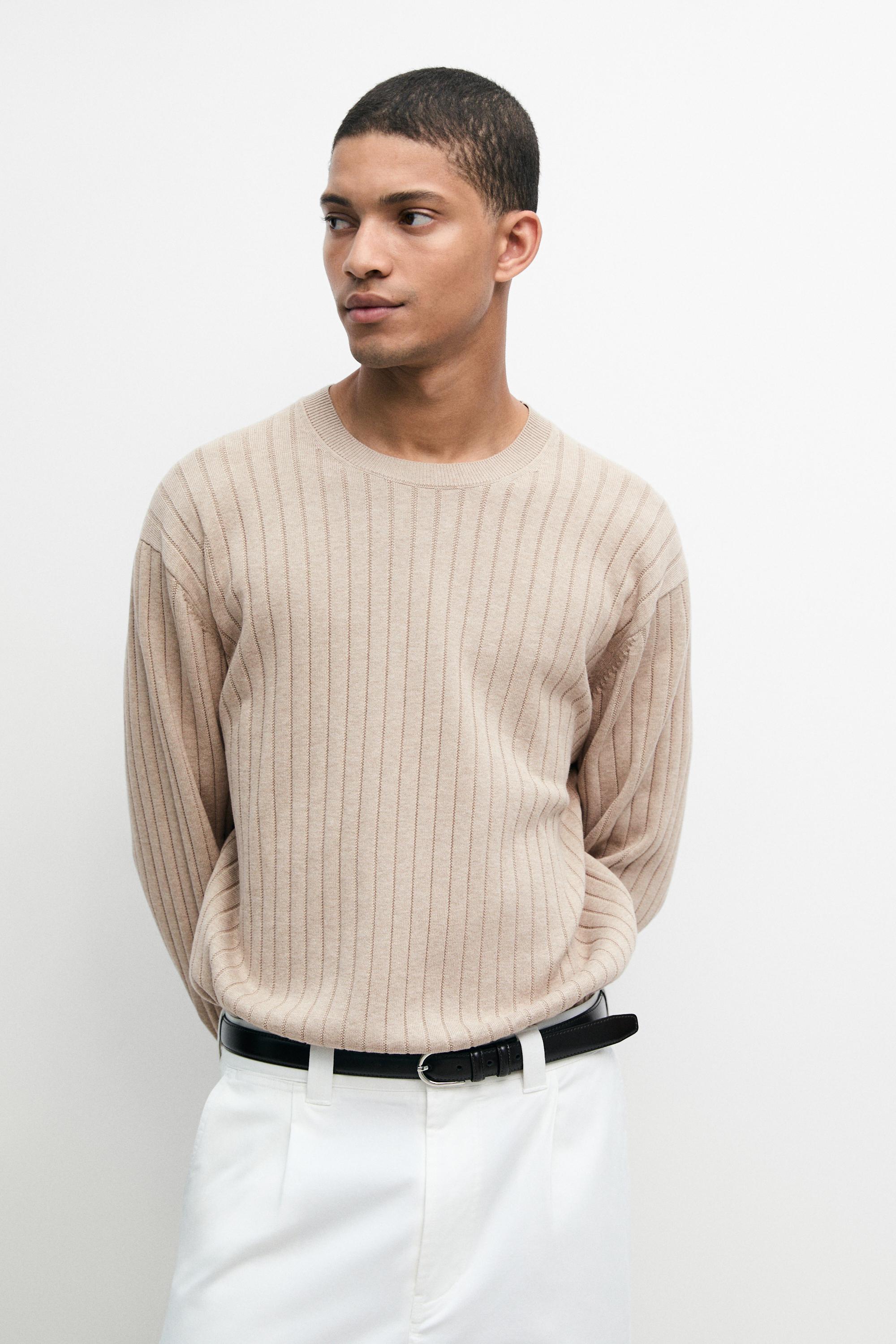 100% cotton ribbed knit sweater Greenish