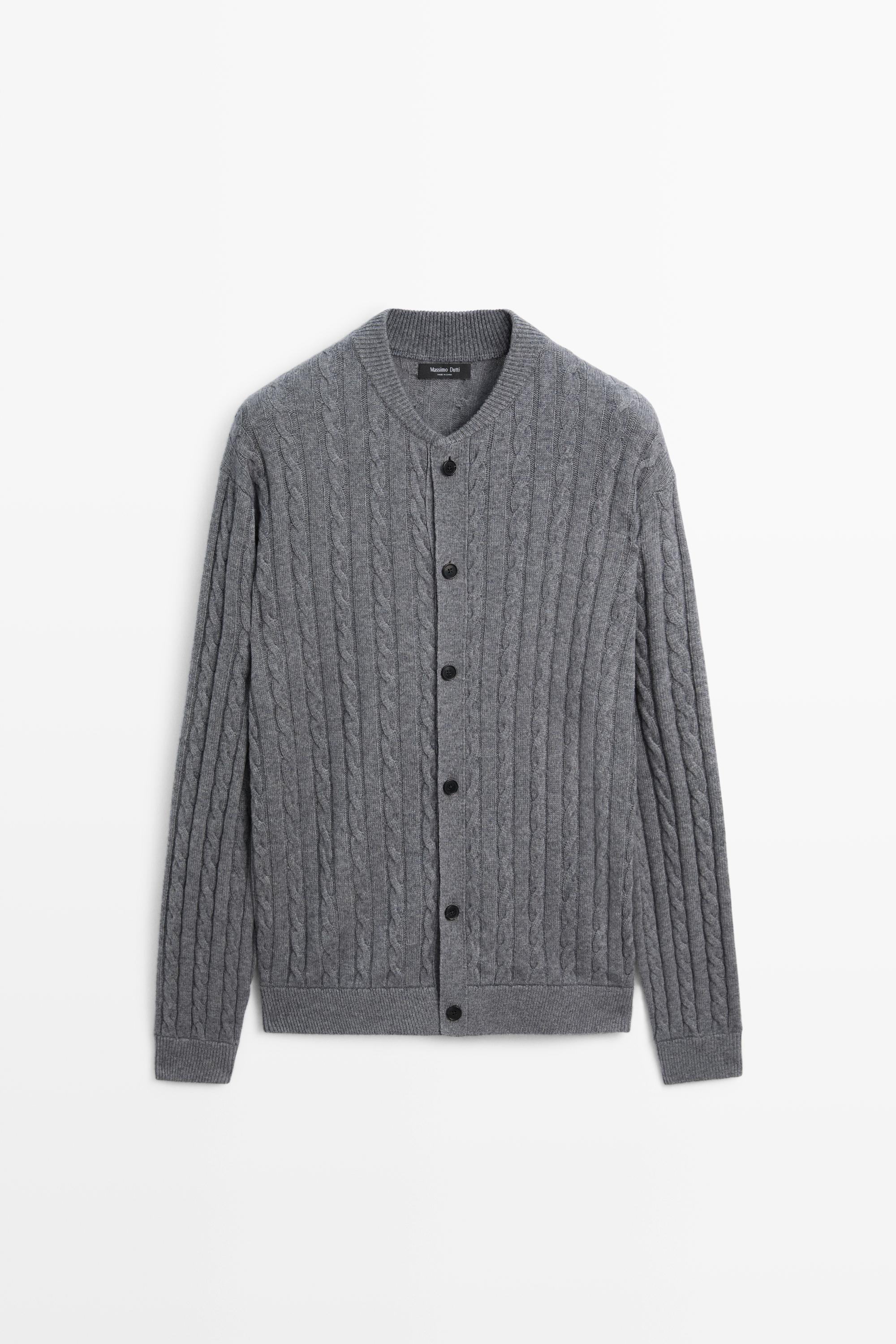 Braided knit bomber cardigan Anthracite Grey