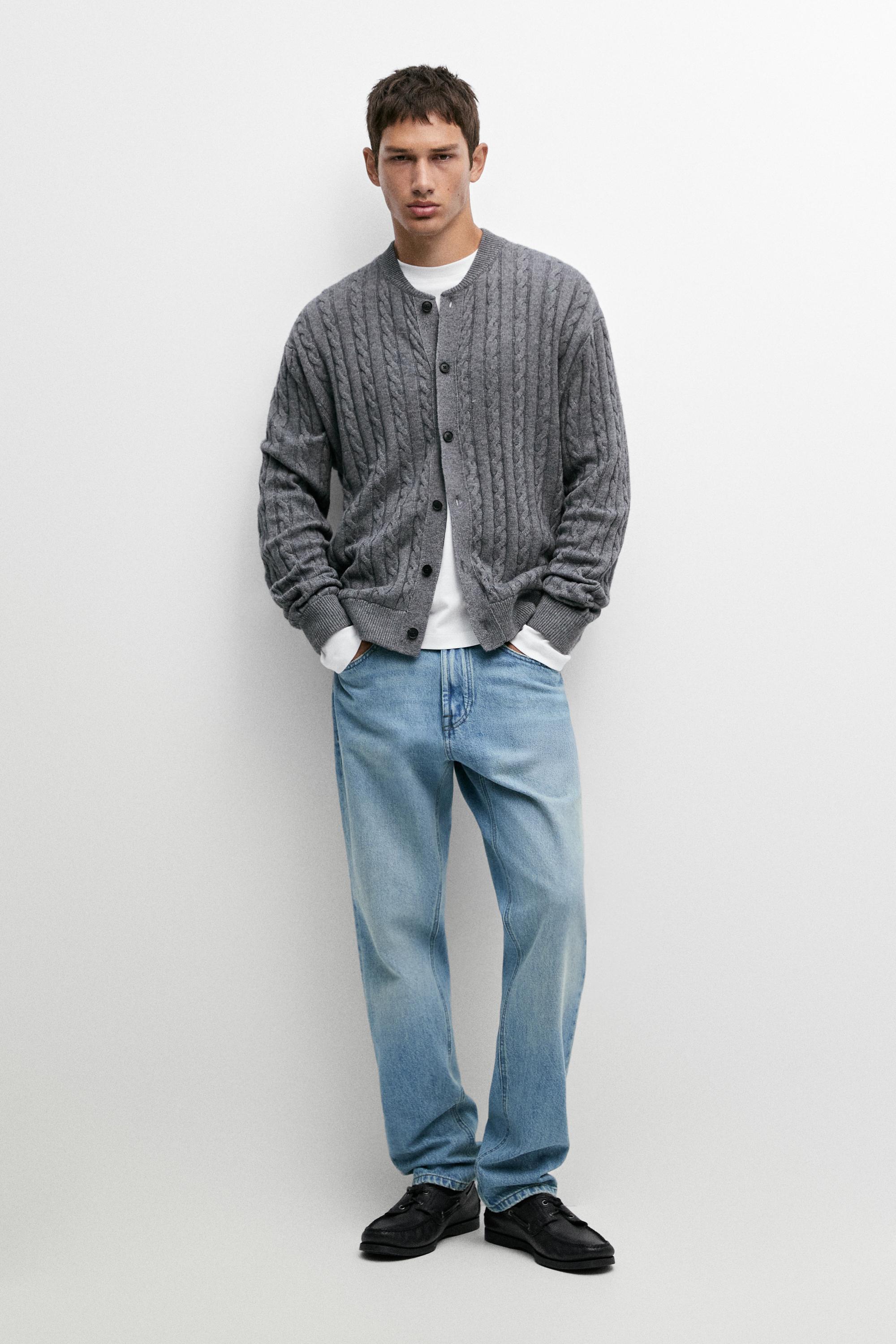 Braided knit bomber cardigan Anthracite Grey