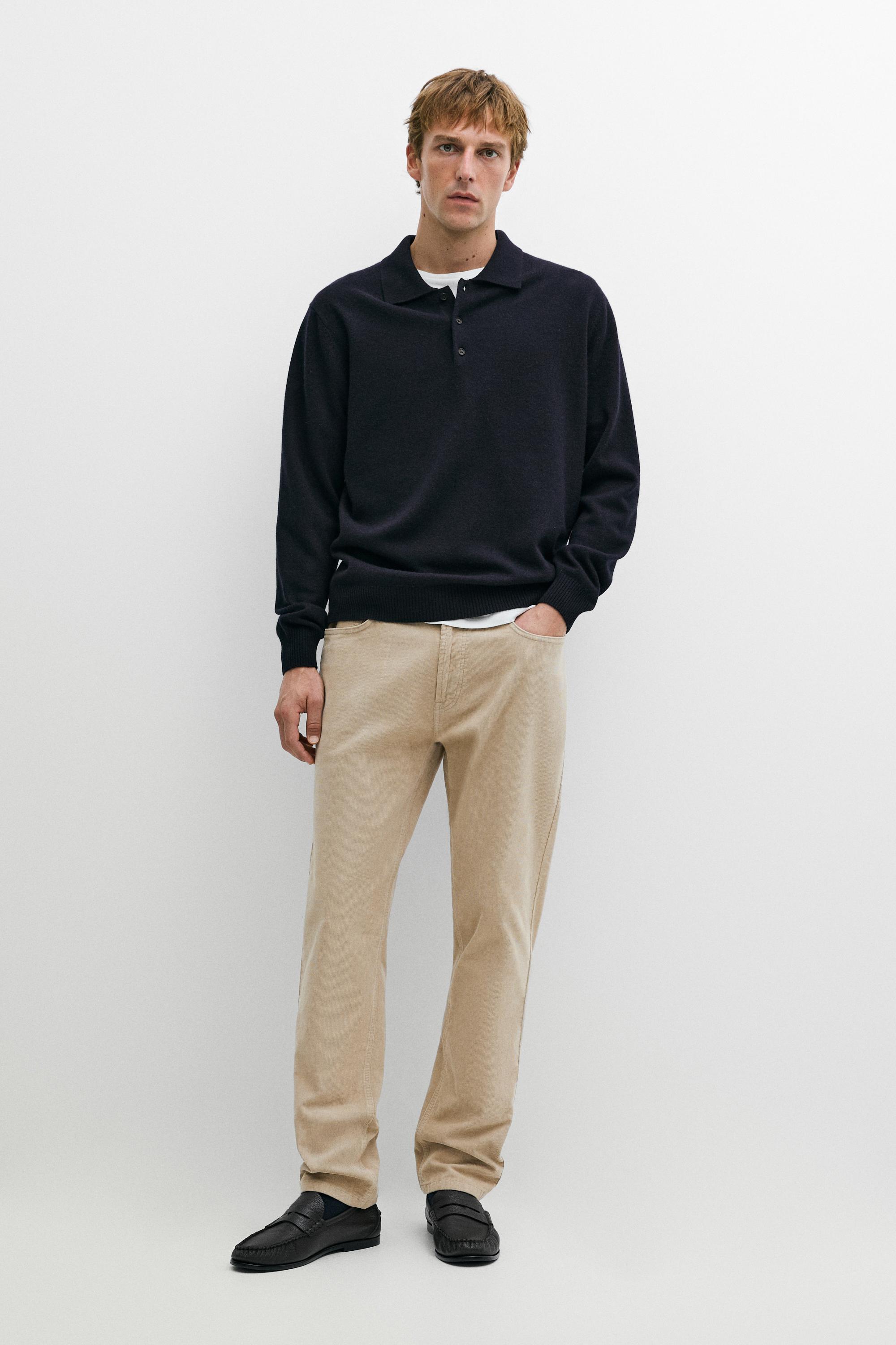 Wool cashmere blend polo sweater Navy Blue
