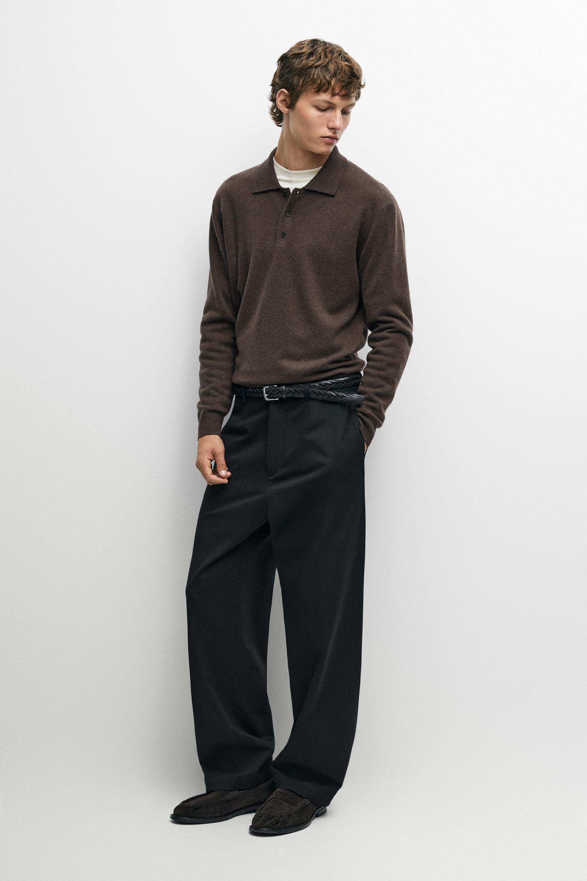 Wool cashmere blend polo sweater Chocolate