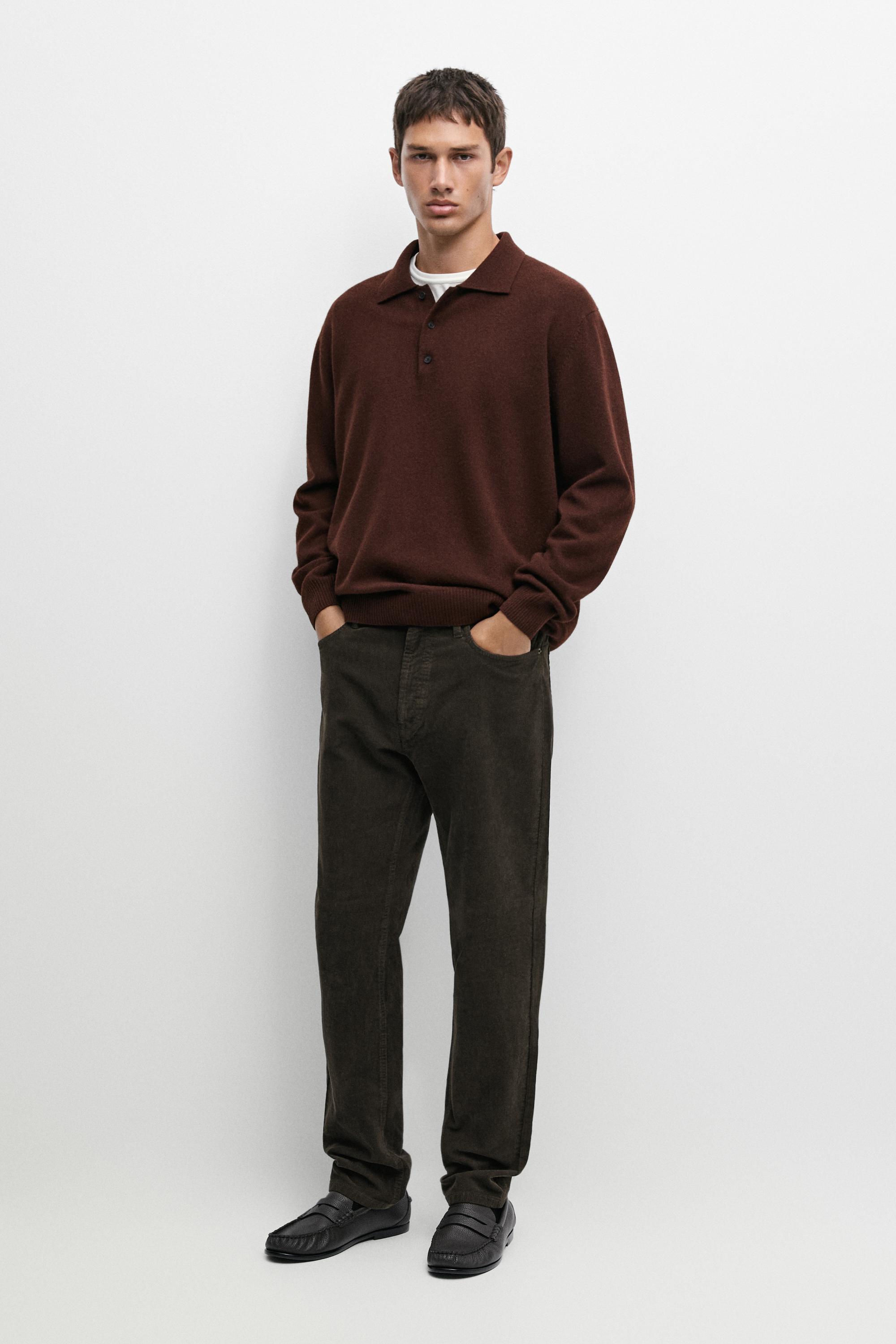 Wool cashmere blend polo sweater Brandy