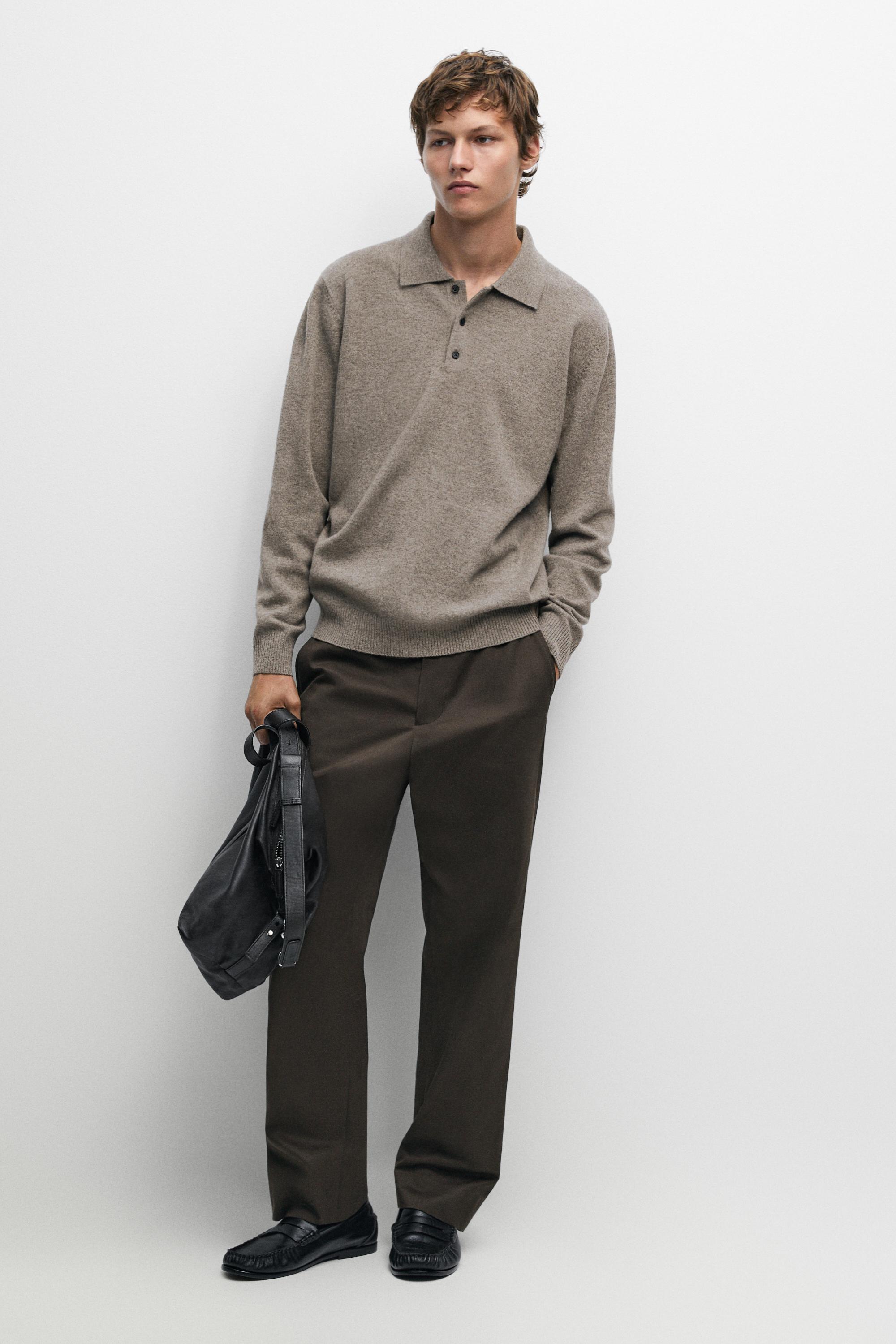 Wool cashmere blend polo sweater Mink