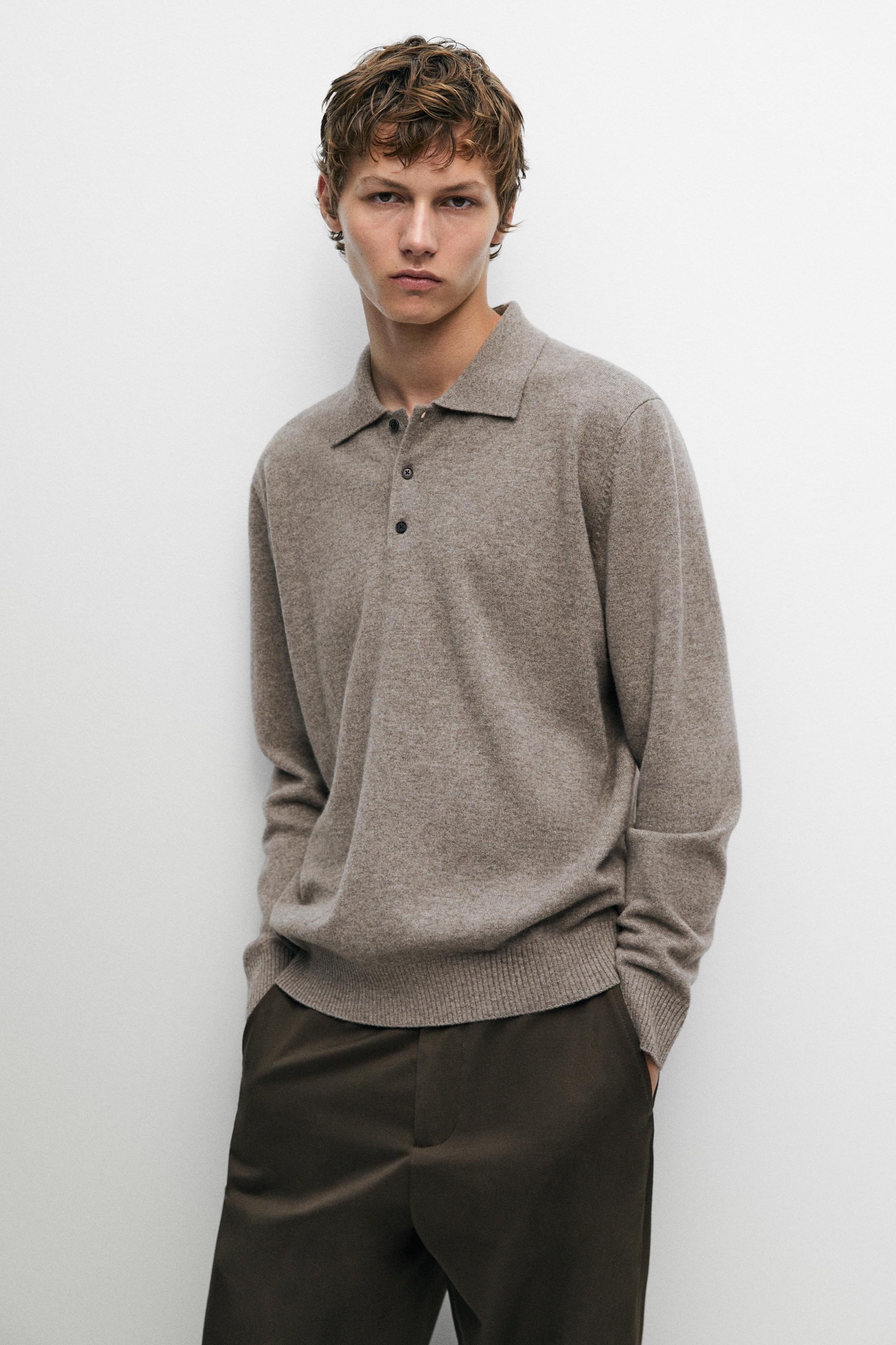 Wool cashmere blend polo sweater Mink