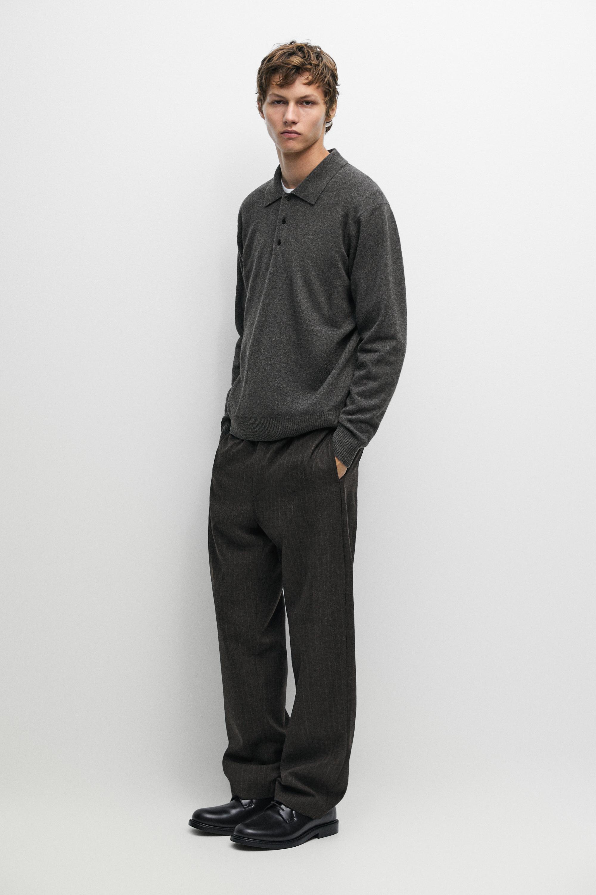 Wool cashmere blend polo sweater Dark Grey