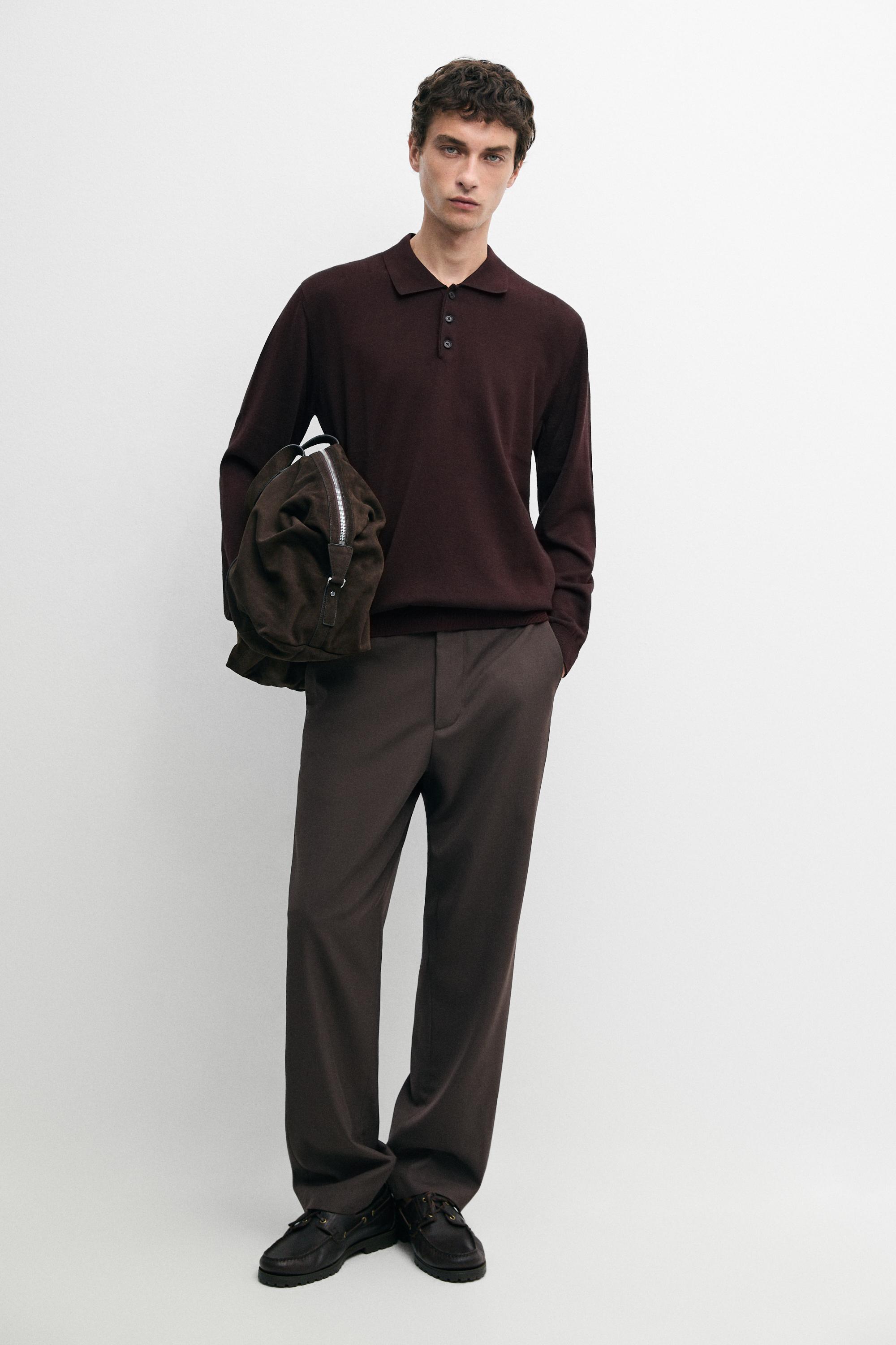 100% cotton knit polo sweater Maroon