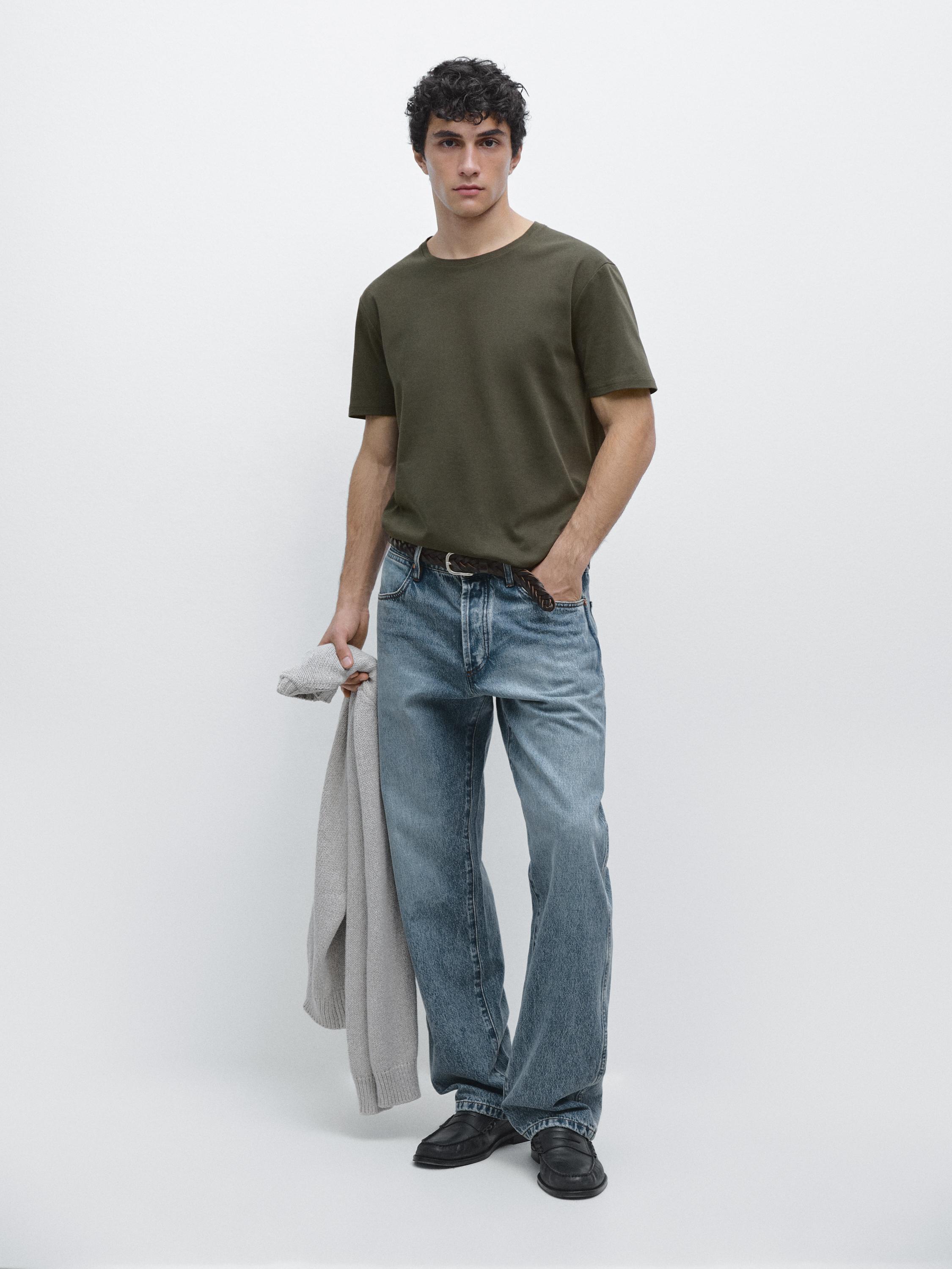 100% mercerised cotton T-shirt Khaki