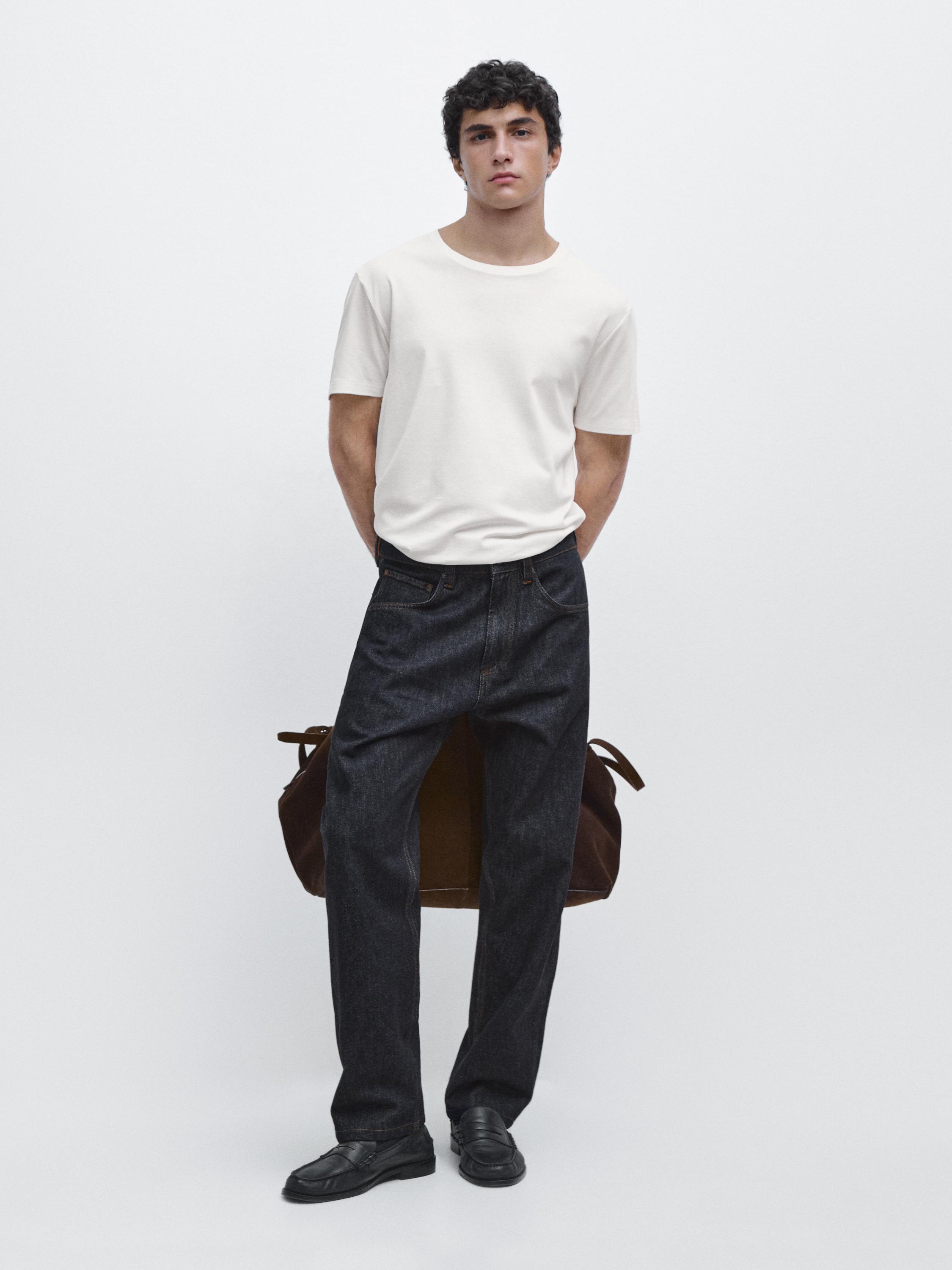 100% mercerised cotton T-shirt Cream