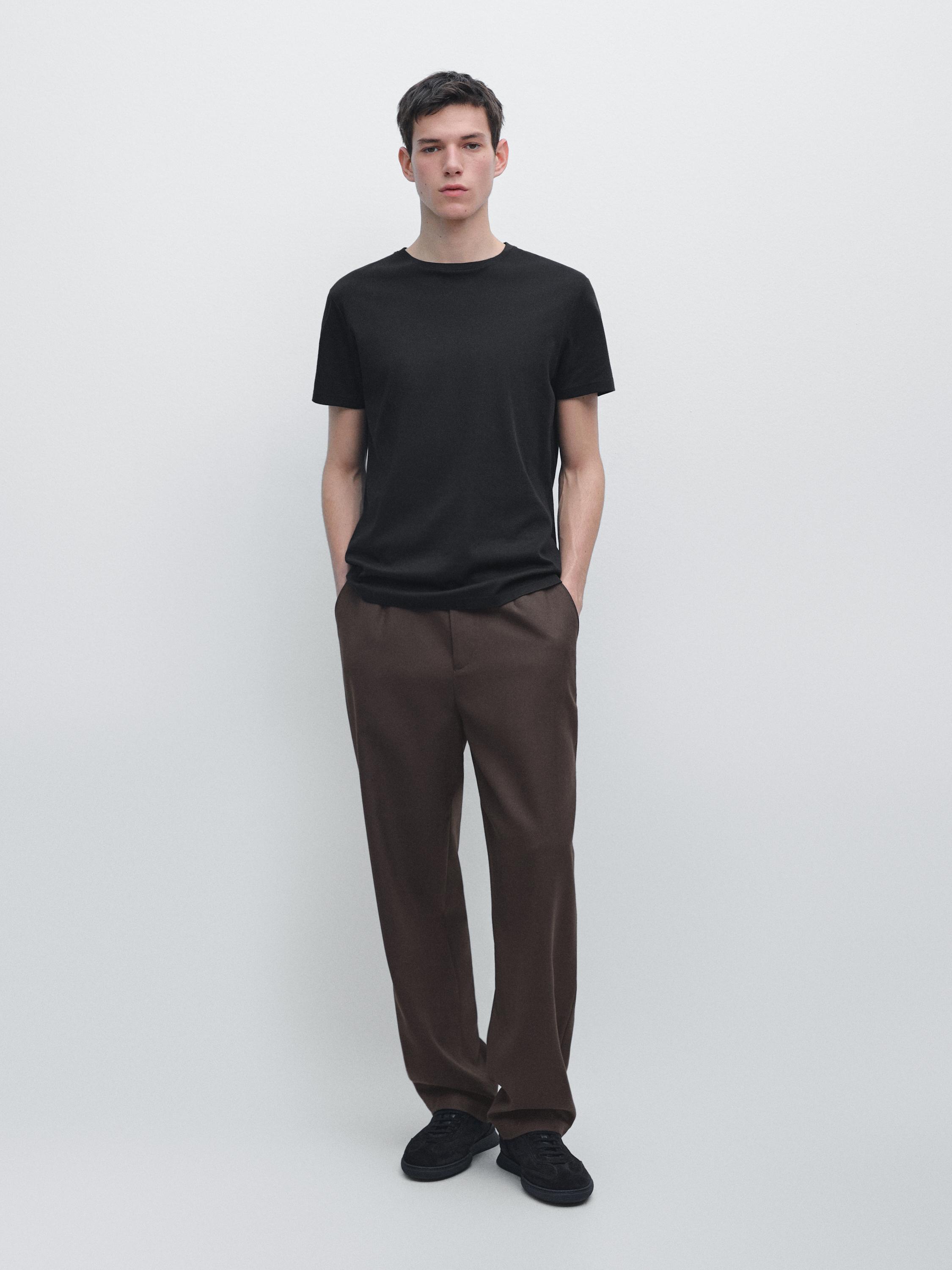 100% mercerised cotton T-shirt Black