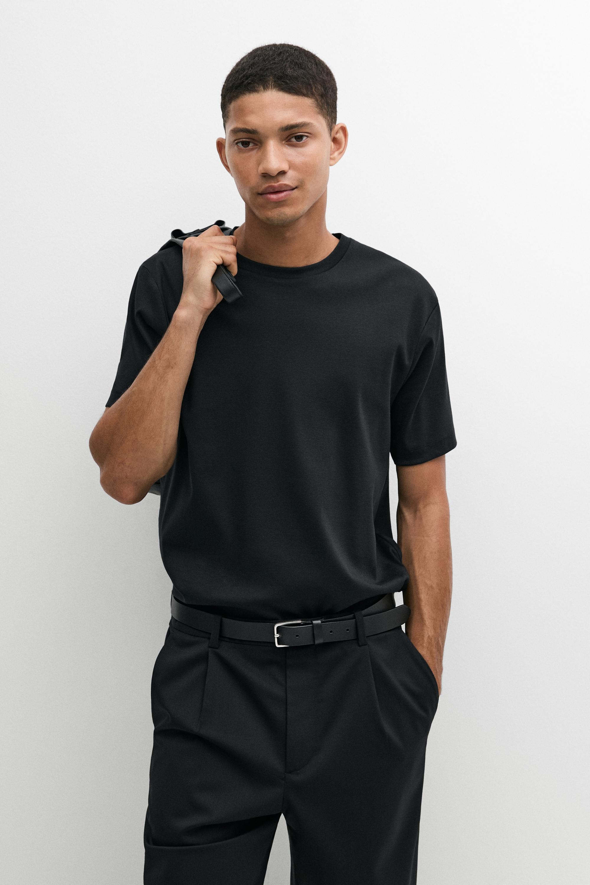100% mercerised cotton T-shirt Black