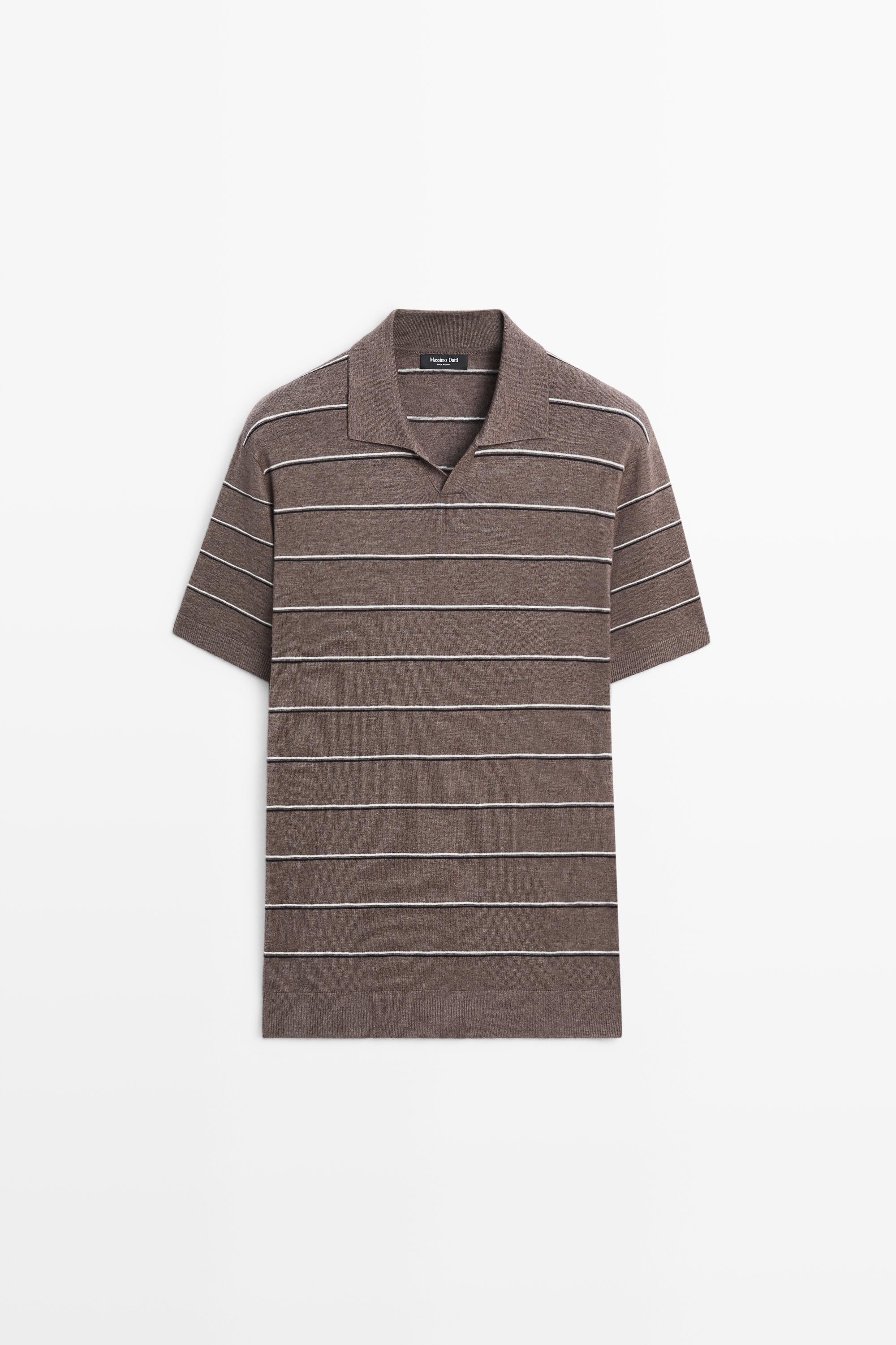 Striped knit V-neck polo shirt Carey