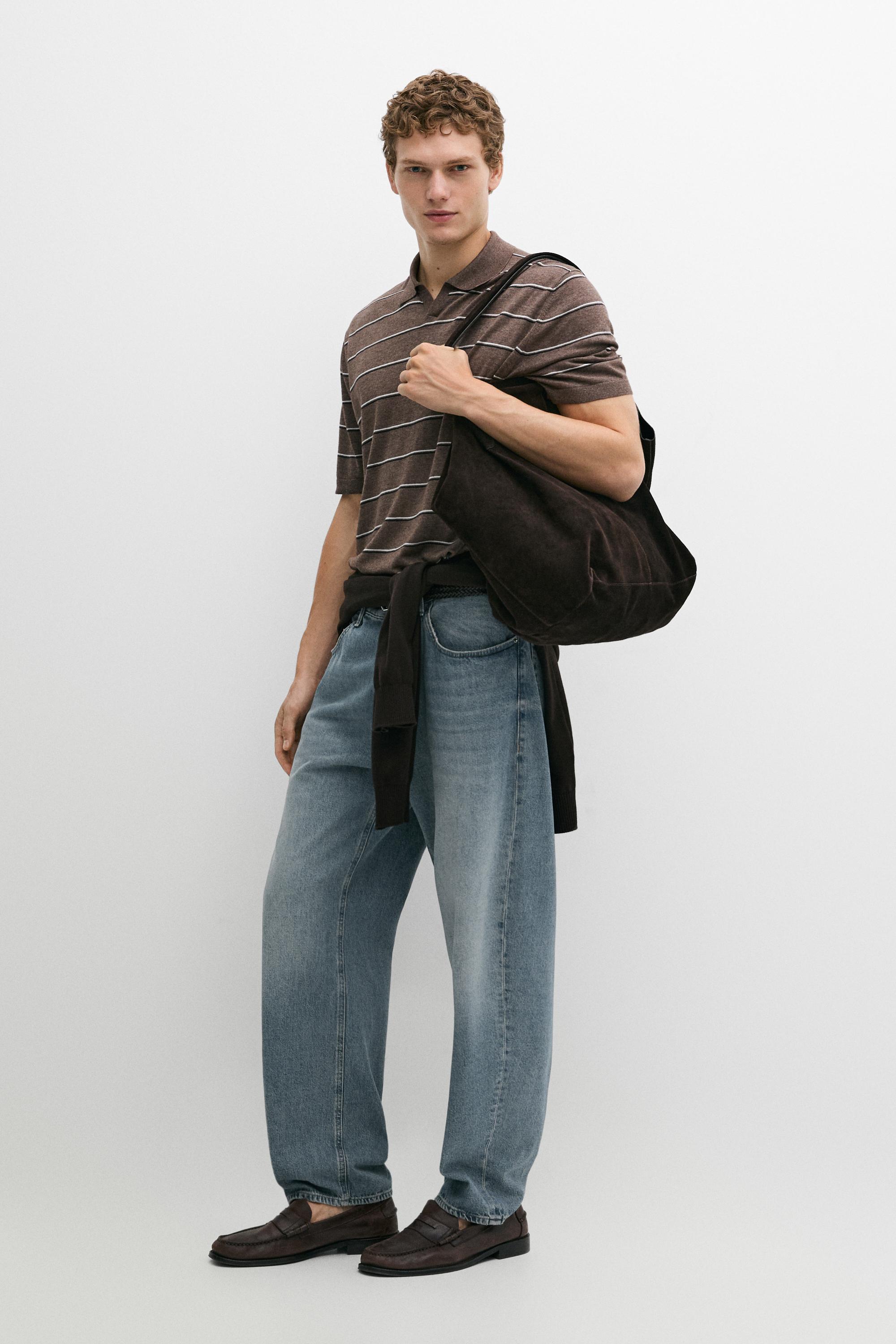 Striped knit V-neck polo shirt Carey