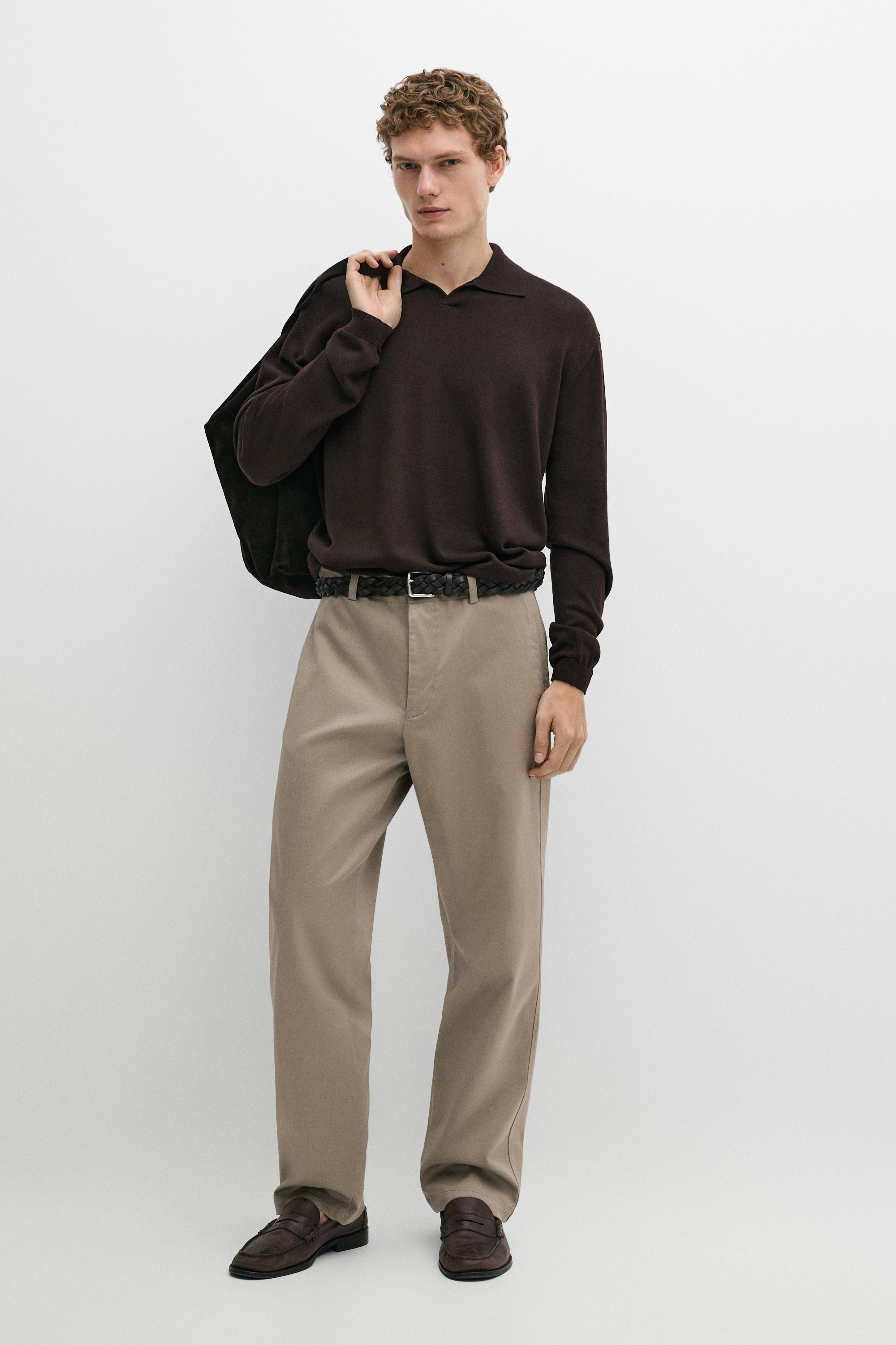 Polo collar knit sweater Brown