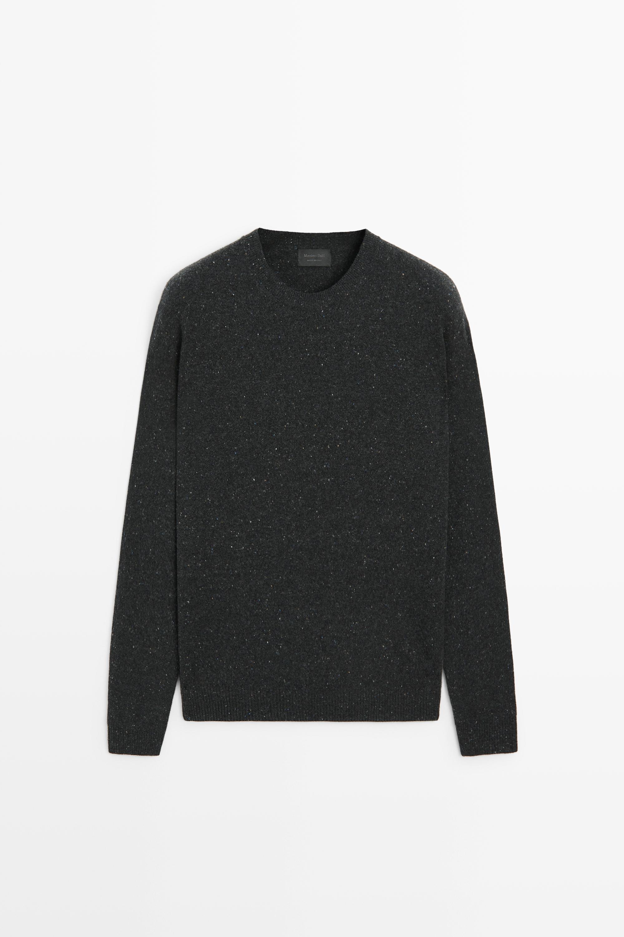 Flecked wool-blend knit sweater Charcoal