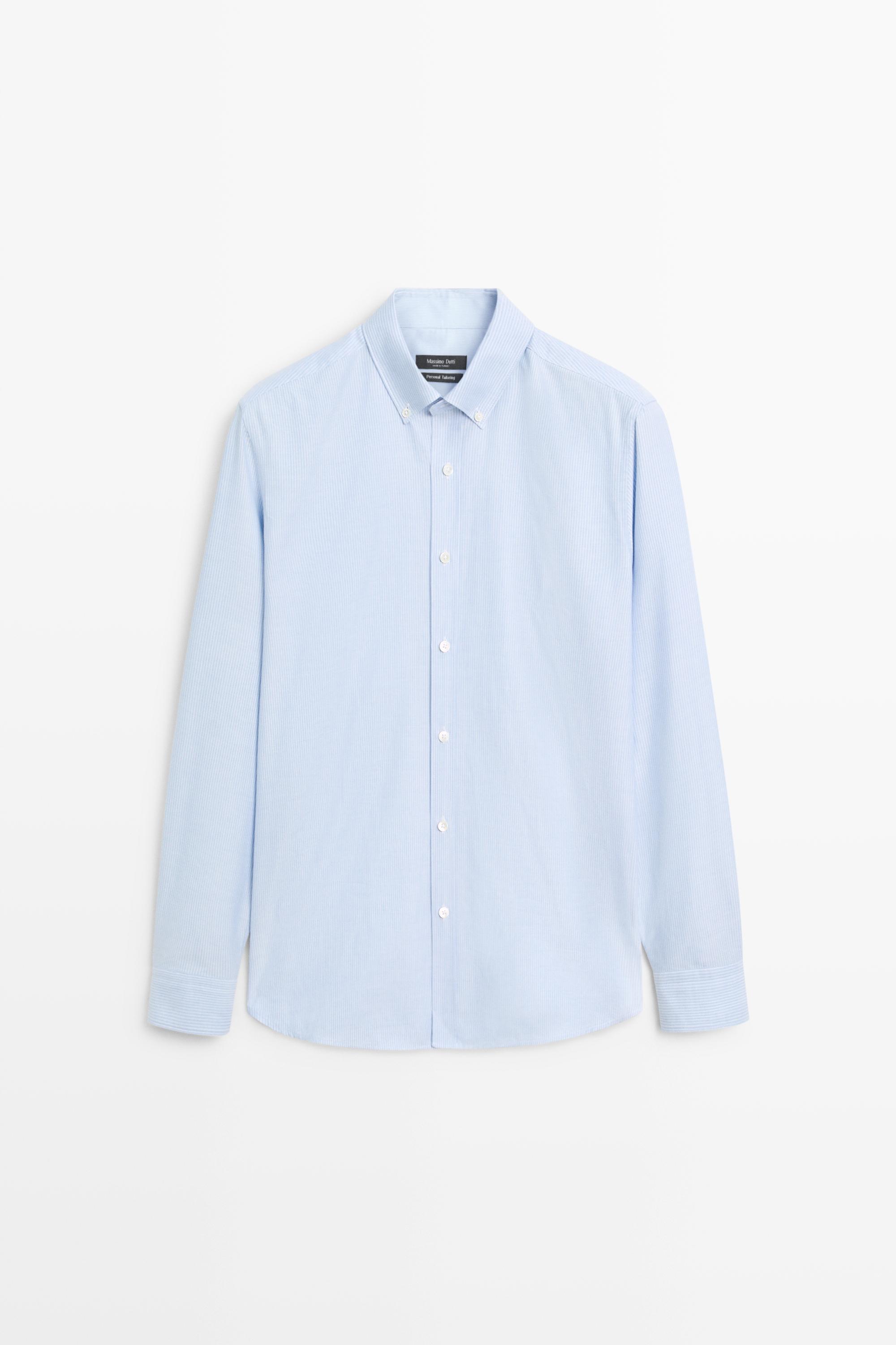 100% cotton regular fit striped shirt Deep Blue