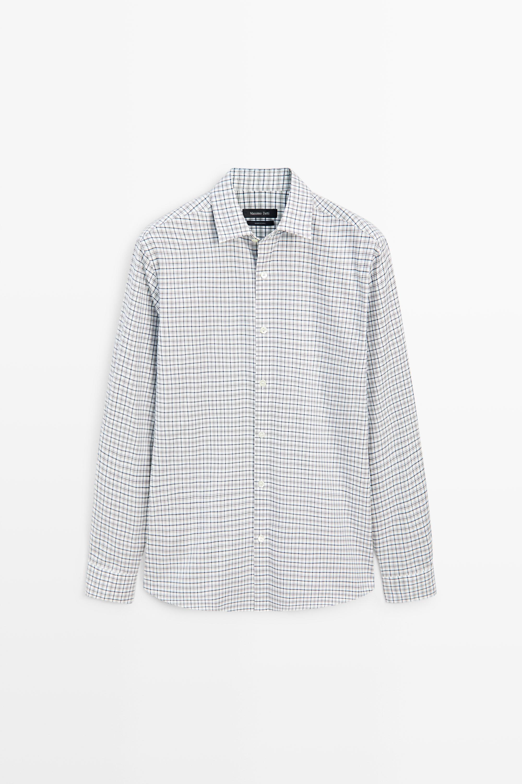 100% cotton regular fit check shirt Blue