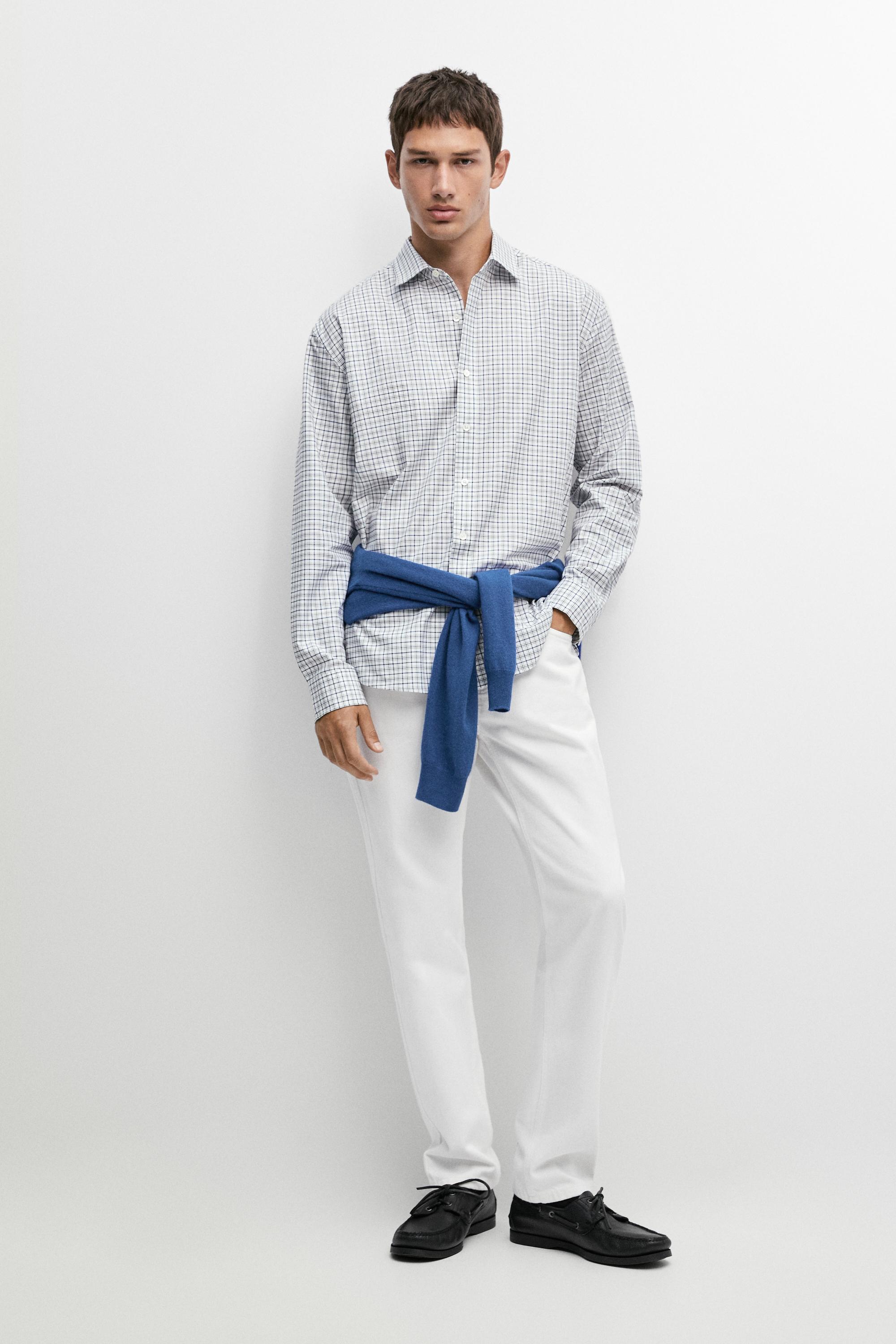 100% cotton regular fit check shirt Blue