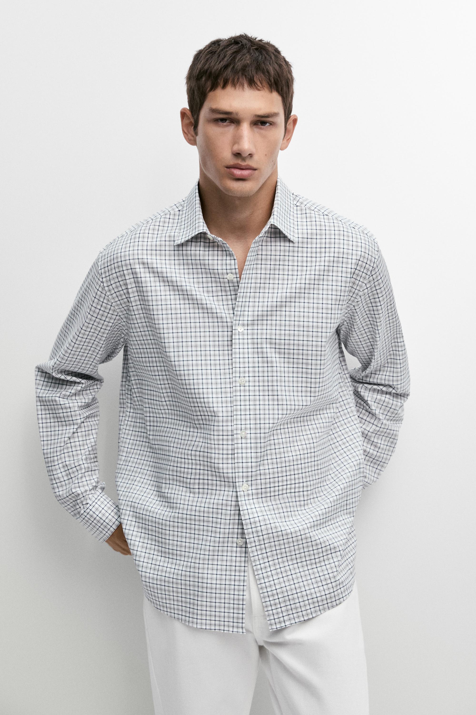100% cotton regular fit check shirt Blue