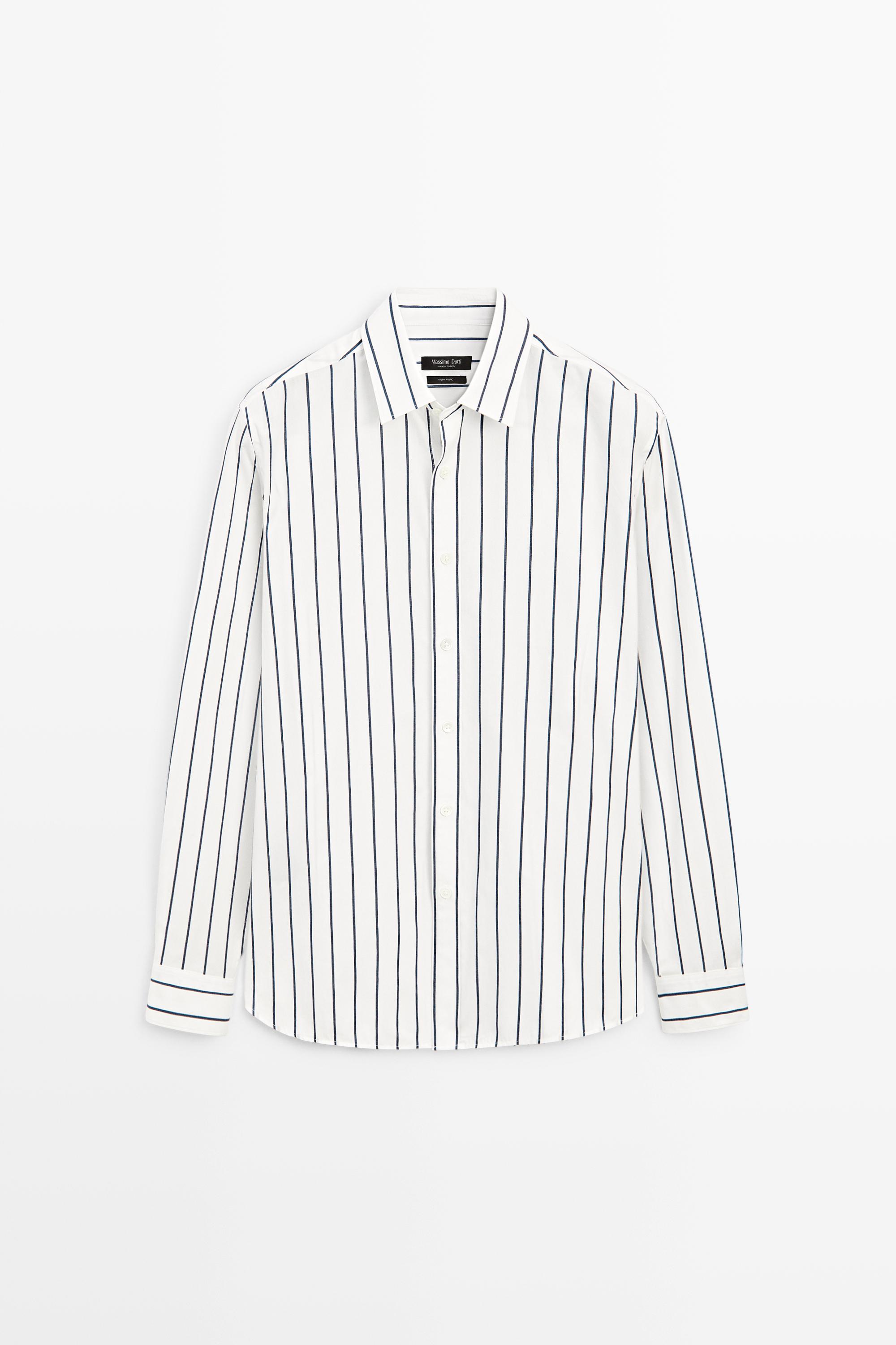 100% cotton regular fit striped shirt White