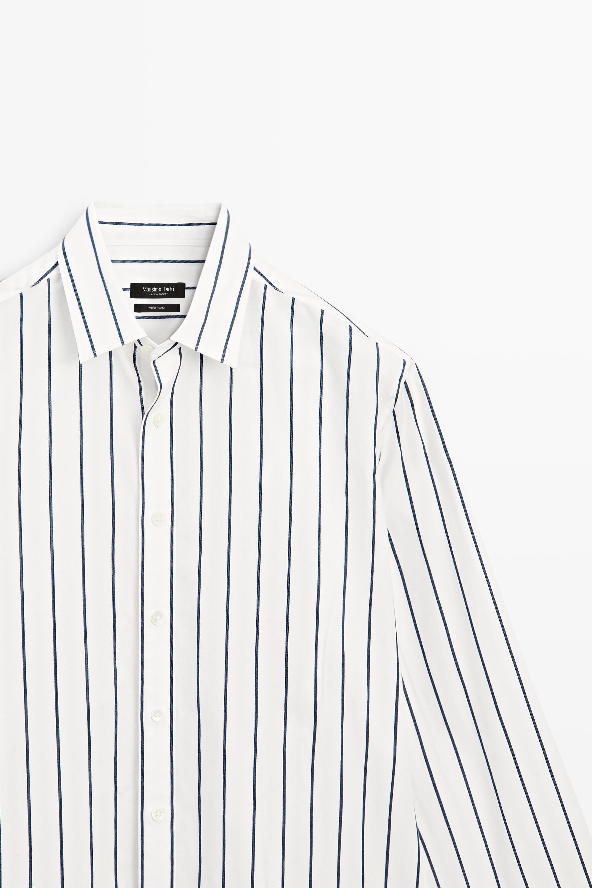 100% cotton regular fit striped shirt White