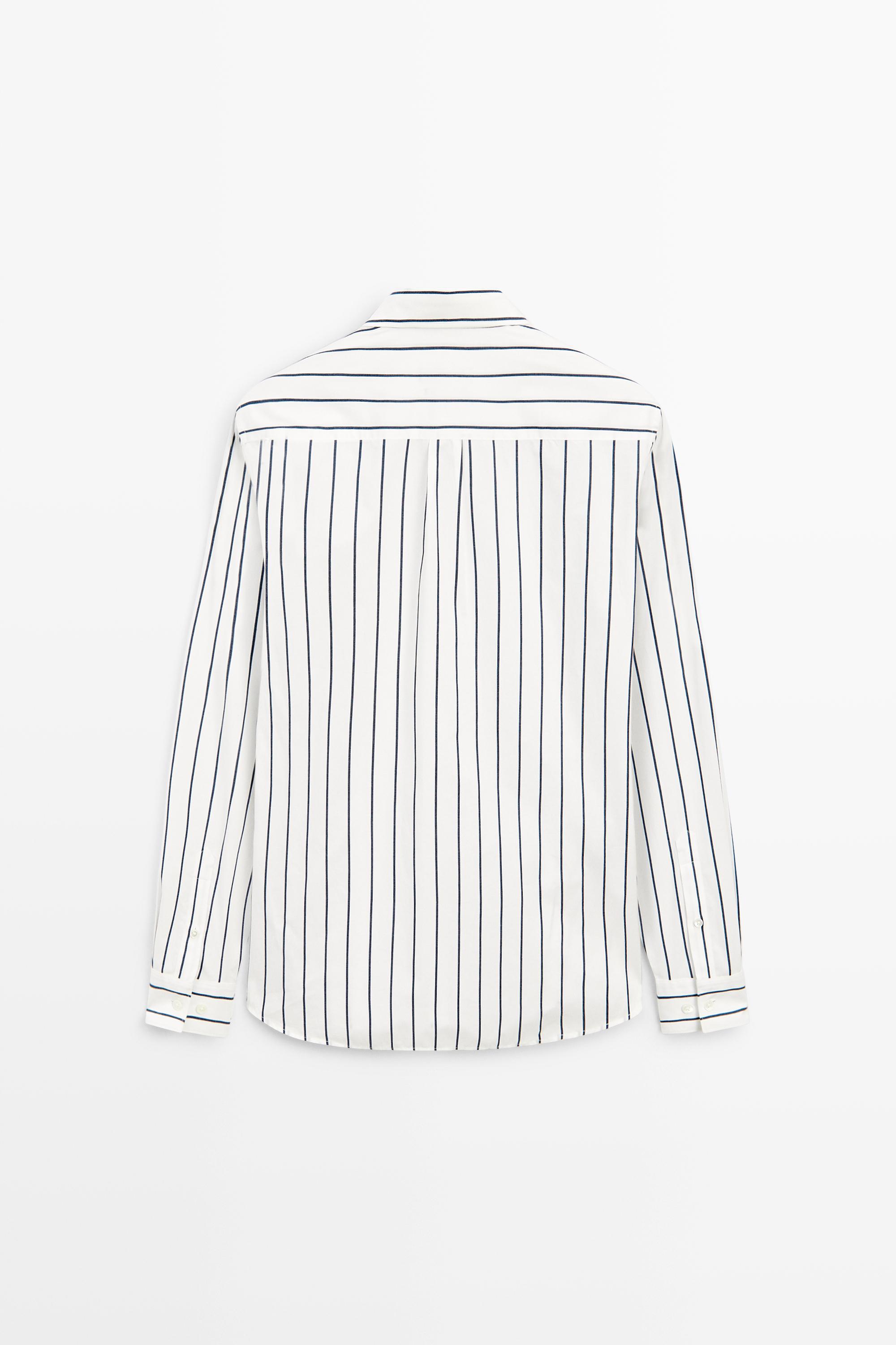 100% cotton regular fit striped shirt White
