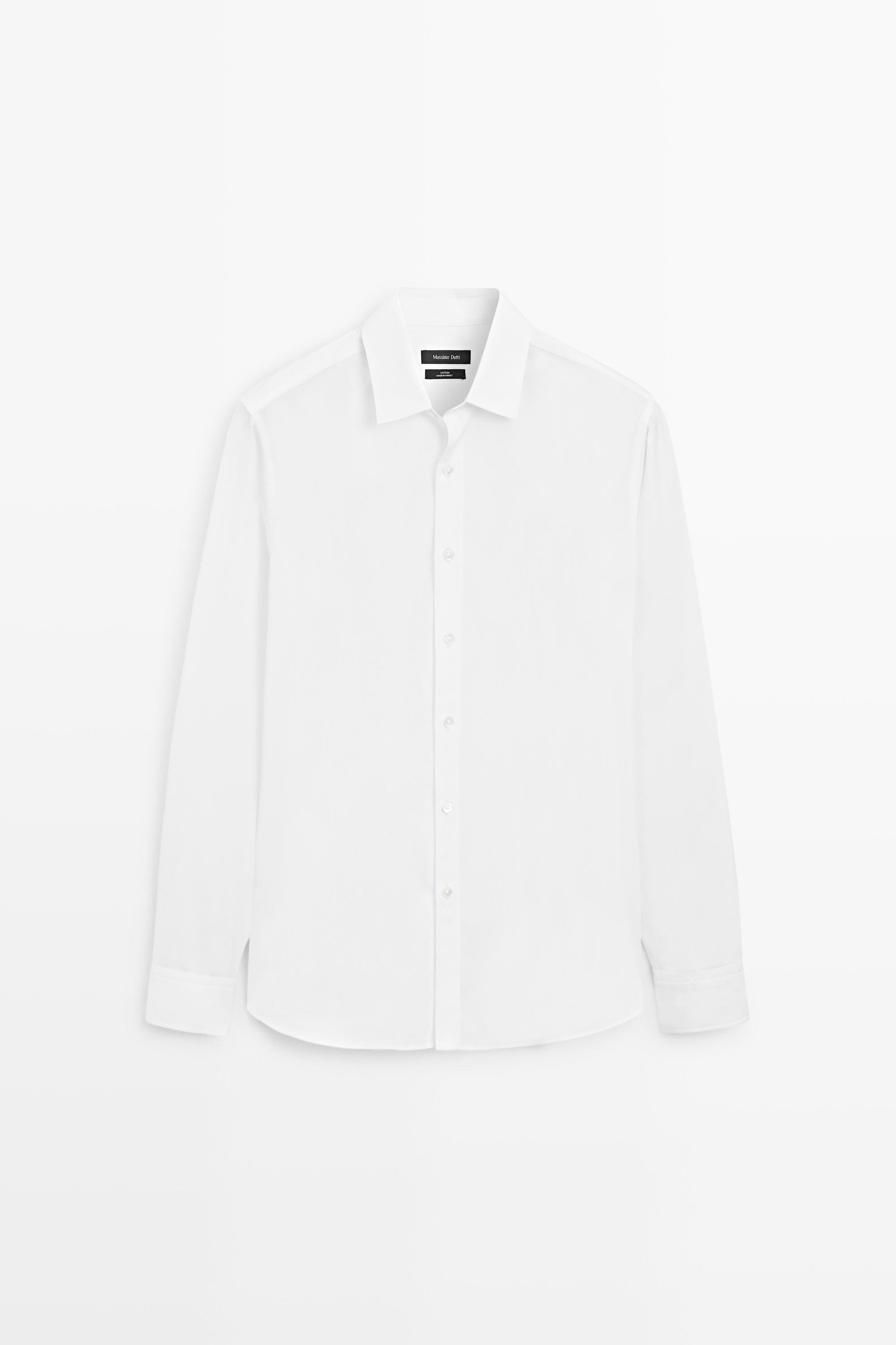 100% cotton regular fit poplin shirt White