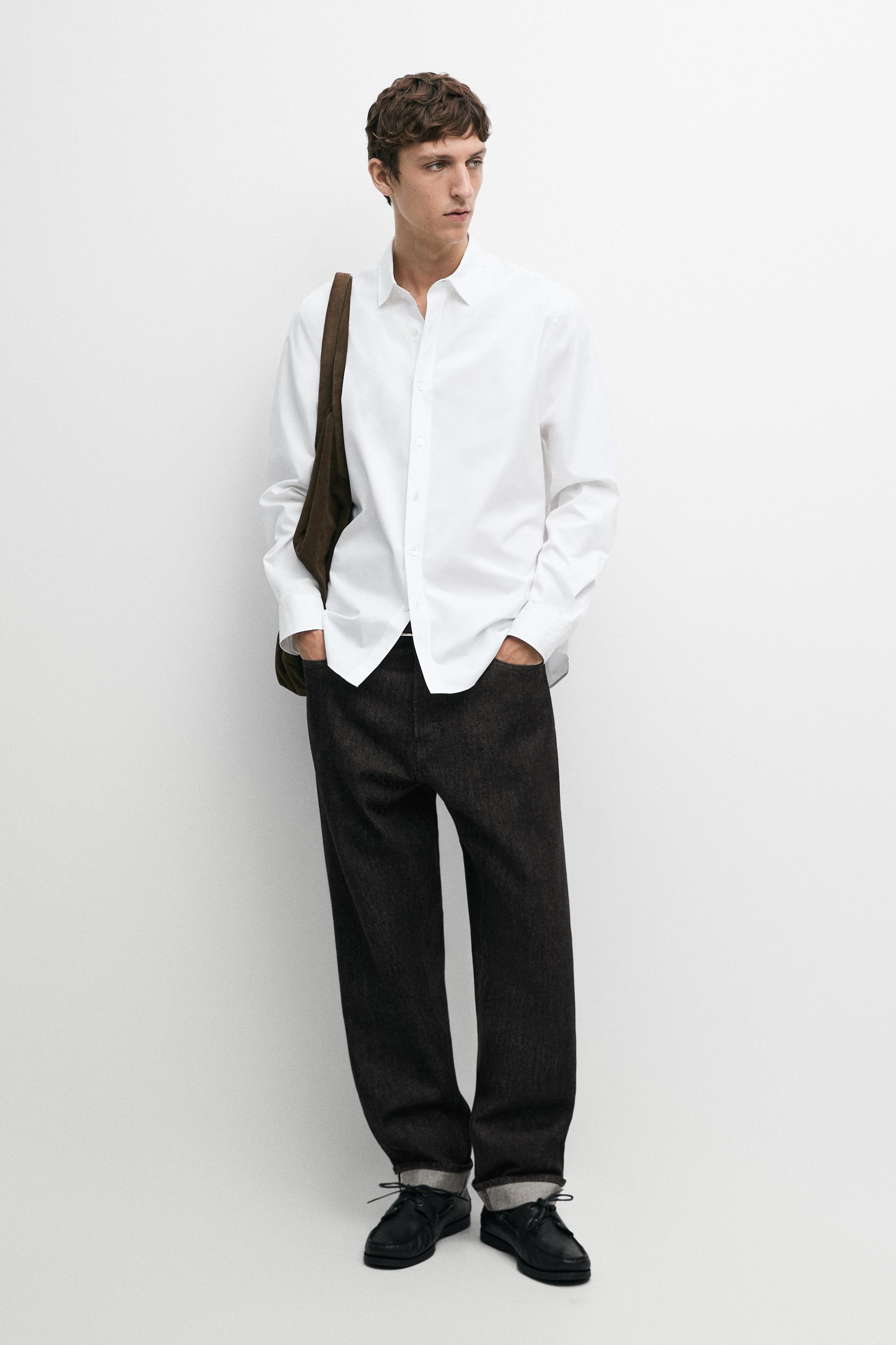 100% cotton regular fit poplin shirt White
