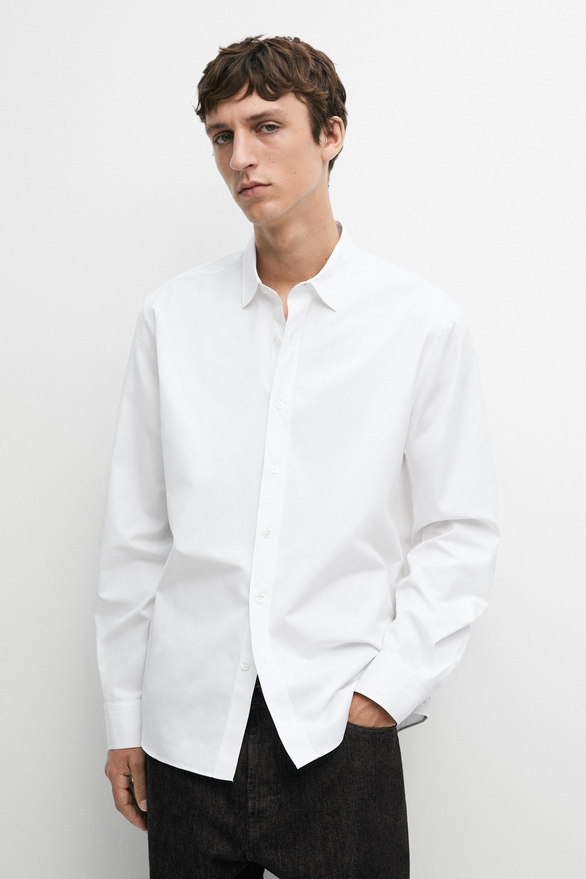 100% cotton regular fit poplin shirt White