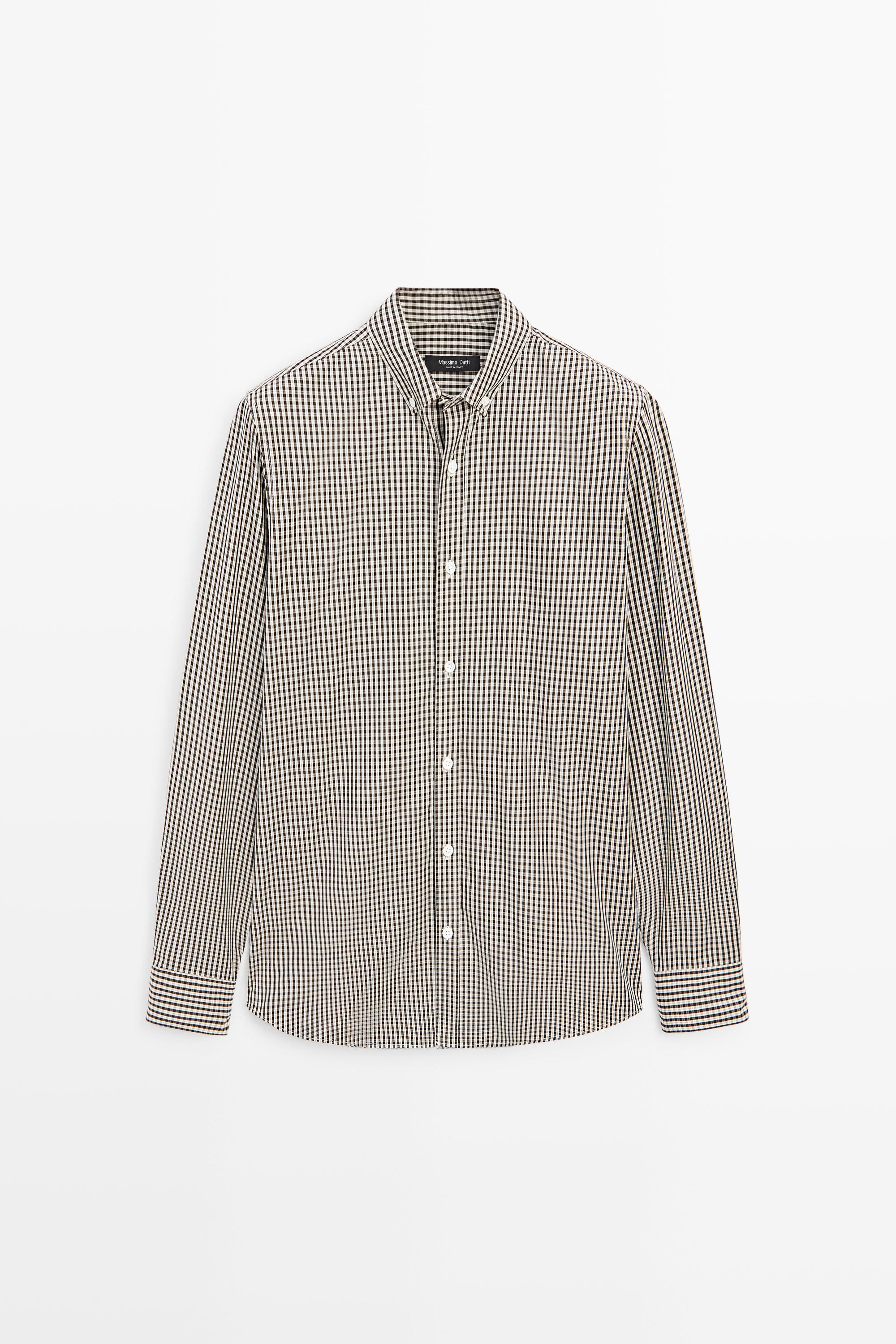 Regular fit check shirt Brown