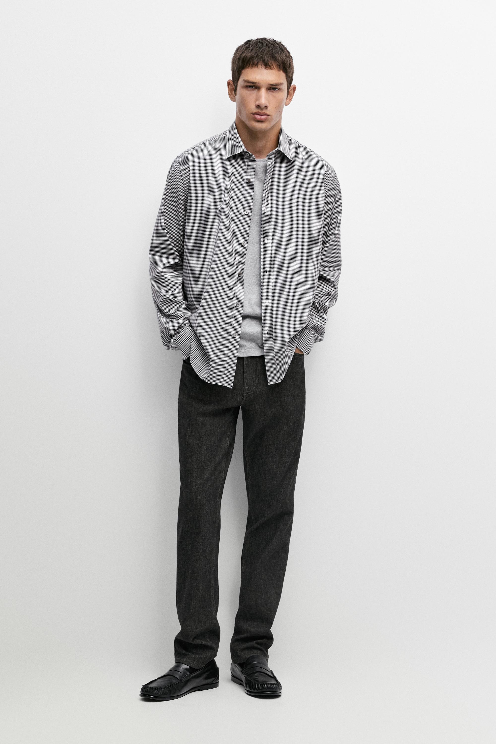 100% wool regular fit check shirt Navy Blue