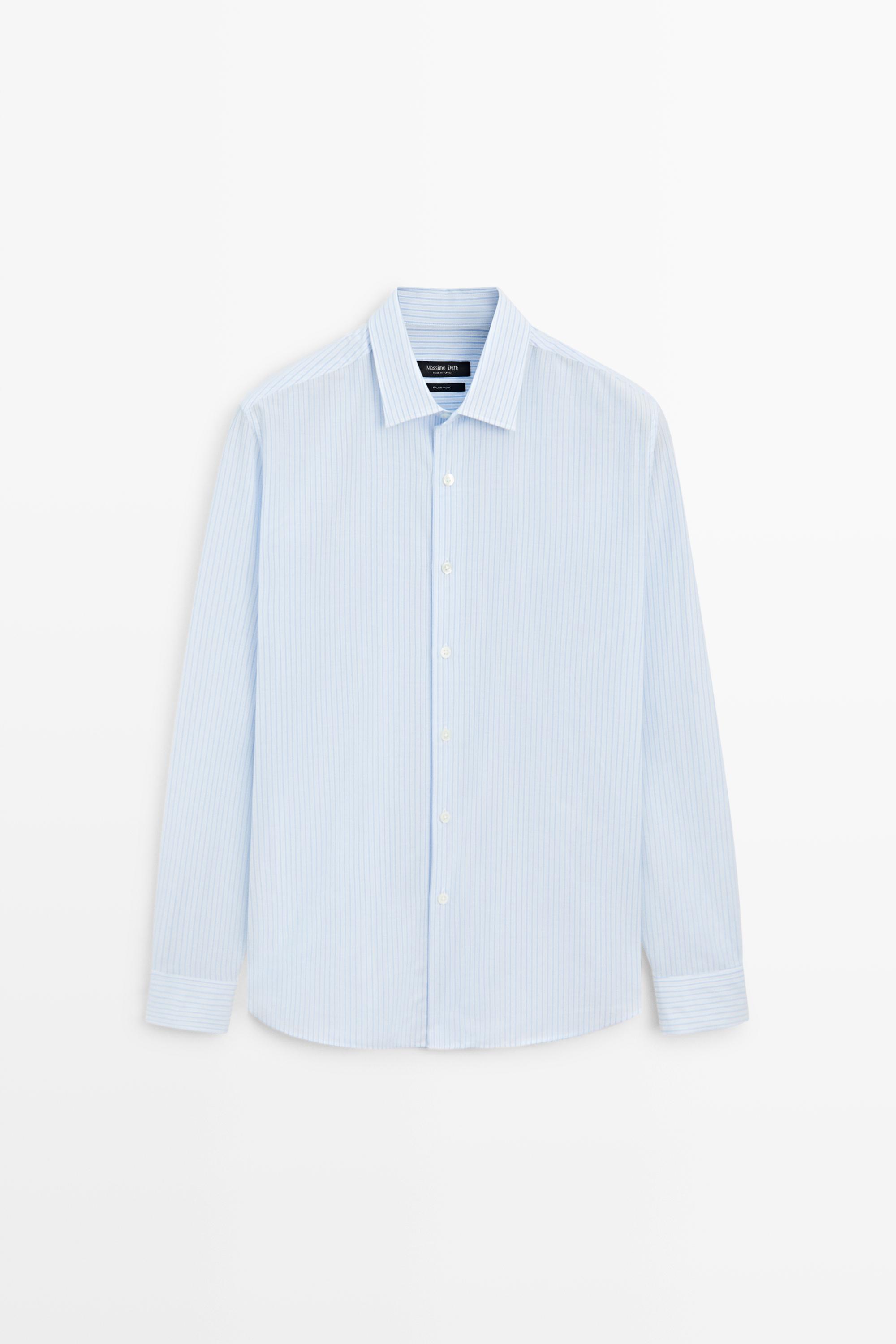 100% cotton regular fit striped shirt Sky Blue