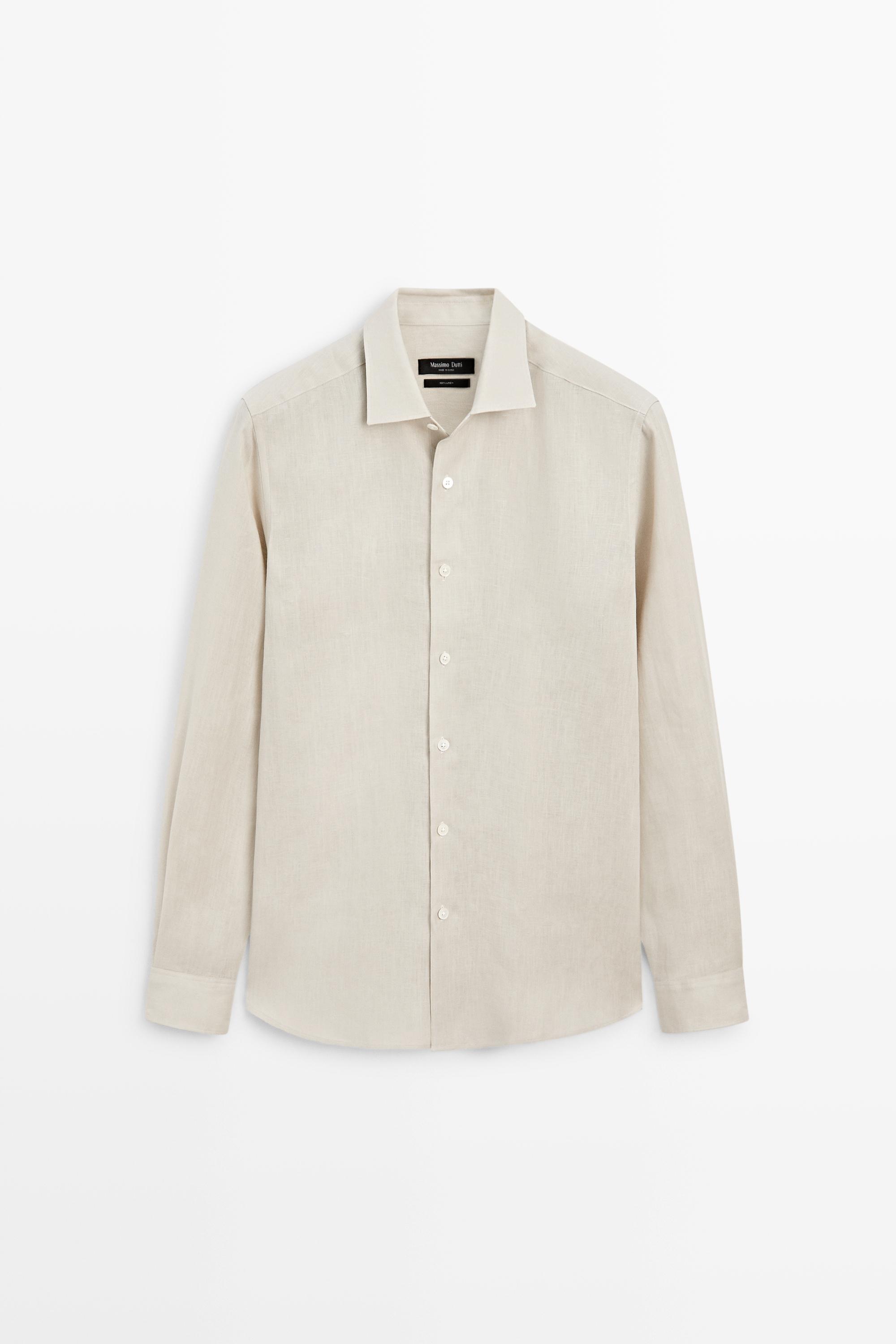 Regular fit 100% extra-fine linen shirt Beige