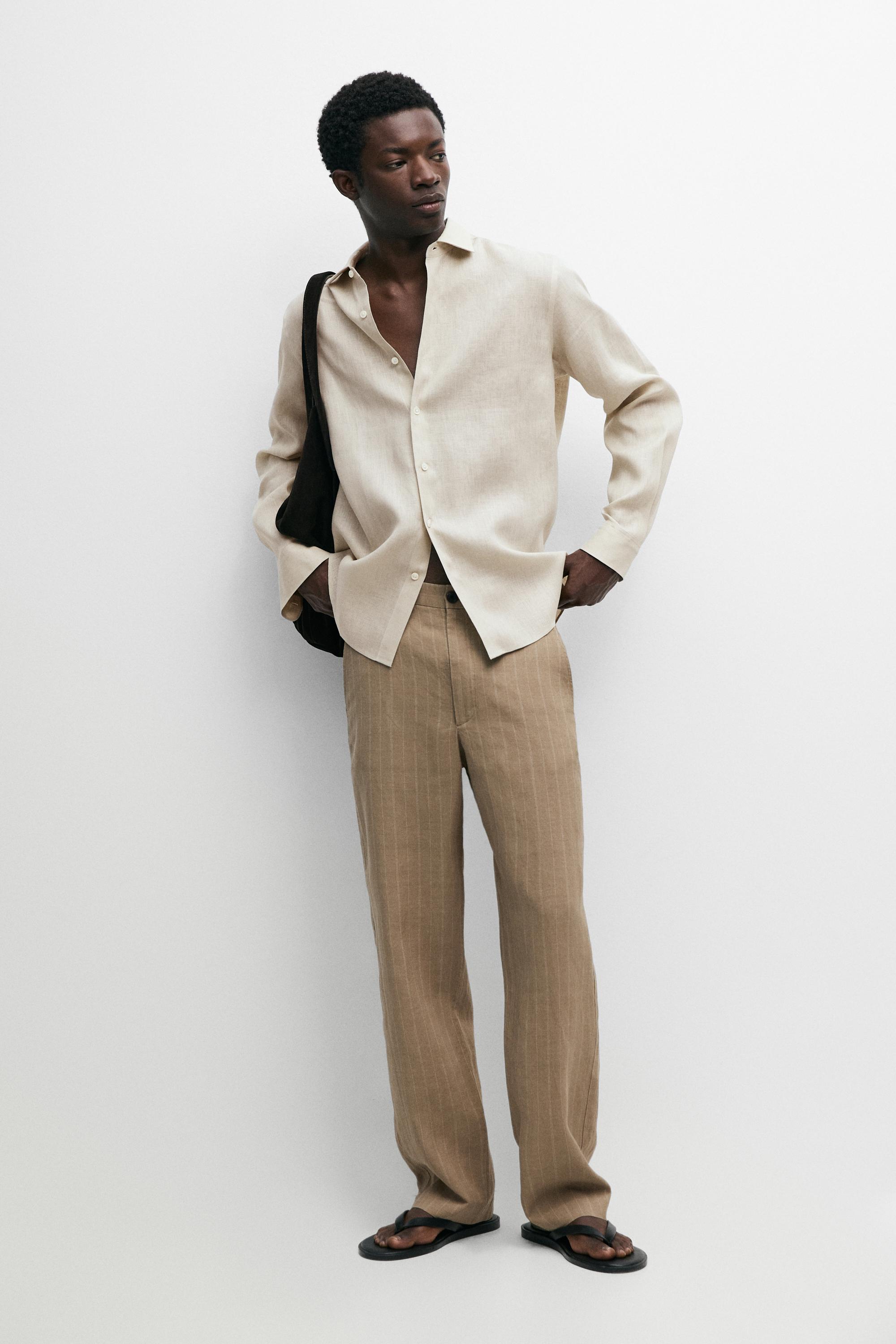 Regular fit 100% extra-fine linen shirt Beige