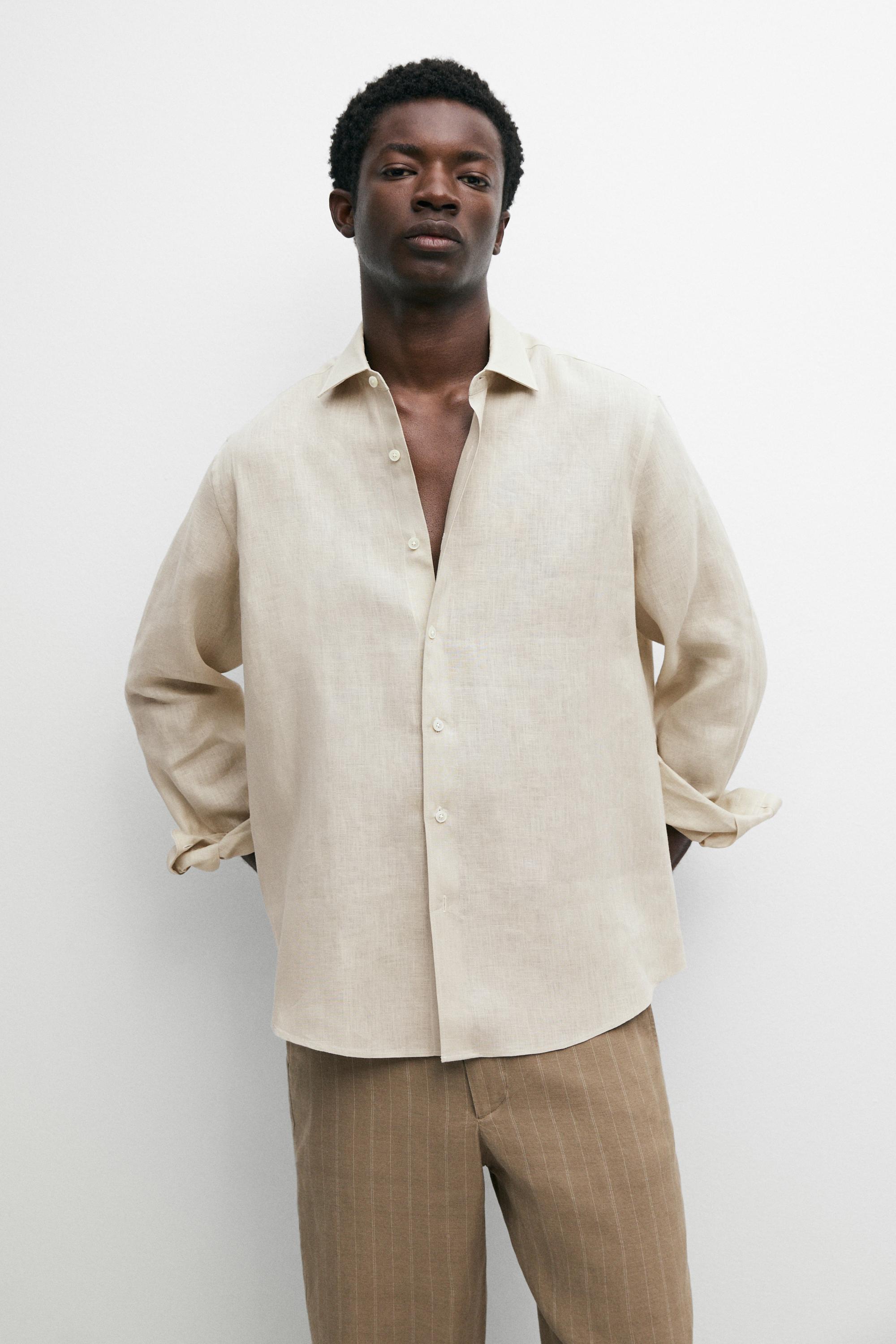 Regular fit 100% extra-fine linen shirt Beige