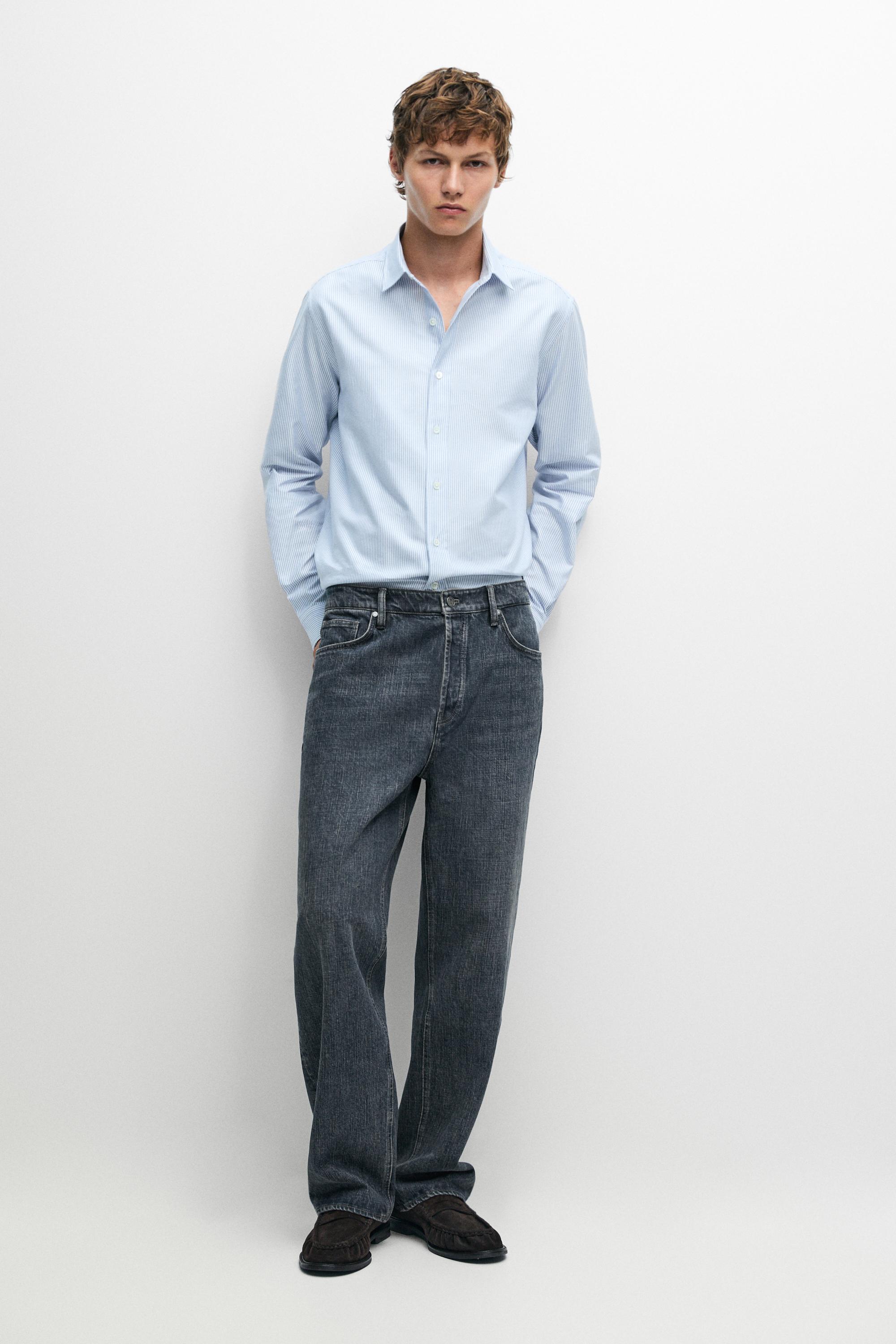 Regular fit striped Oxford shirt Deep Blue