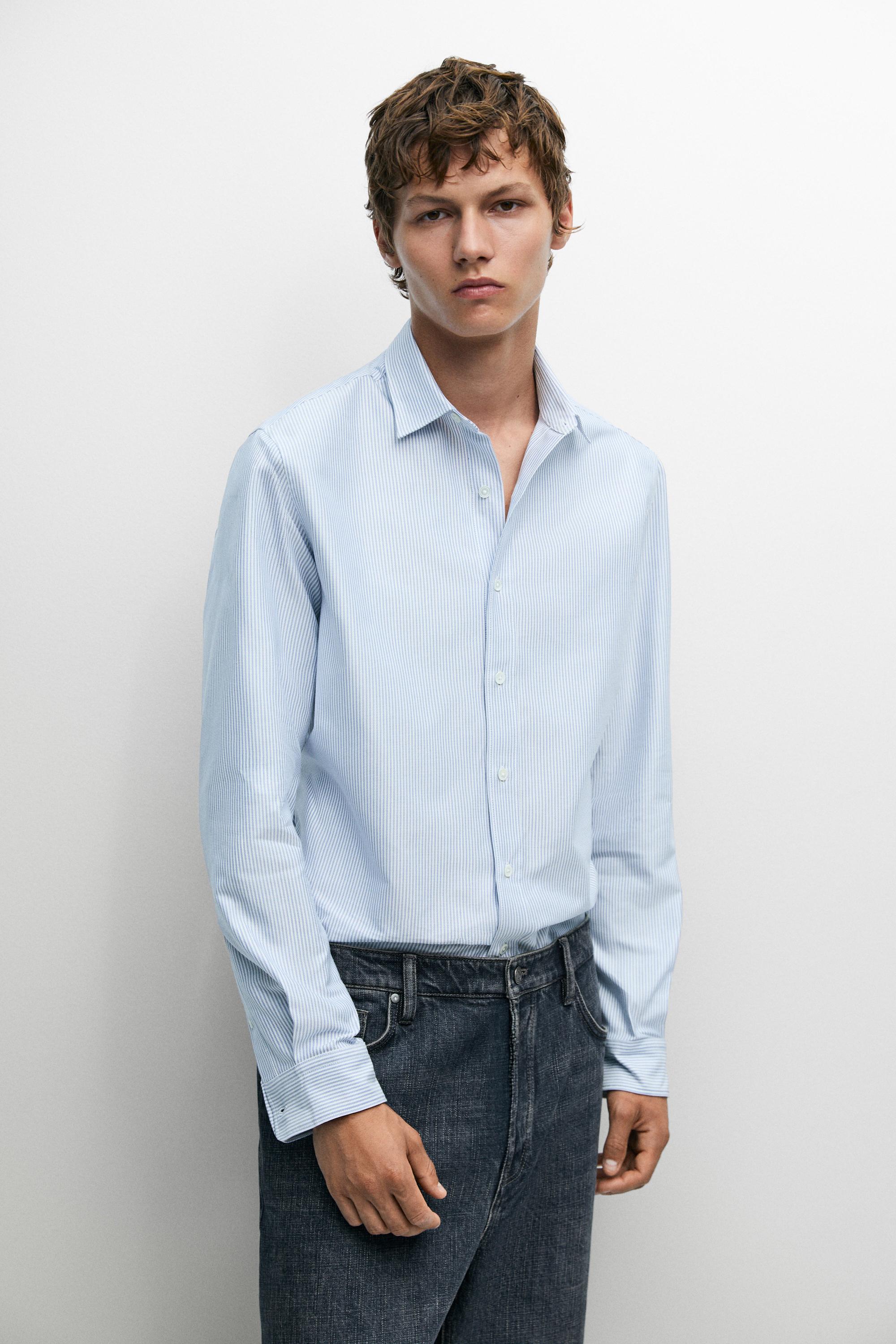 Regular fit striped Oxford shirt Deep Blue