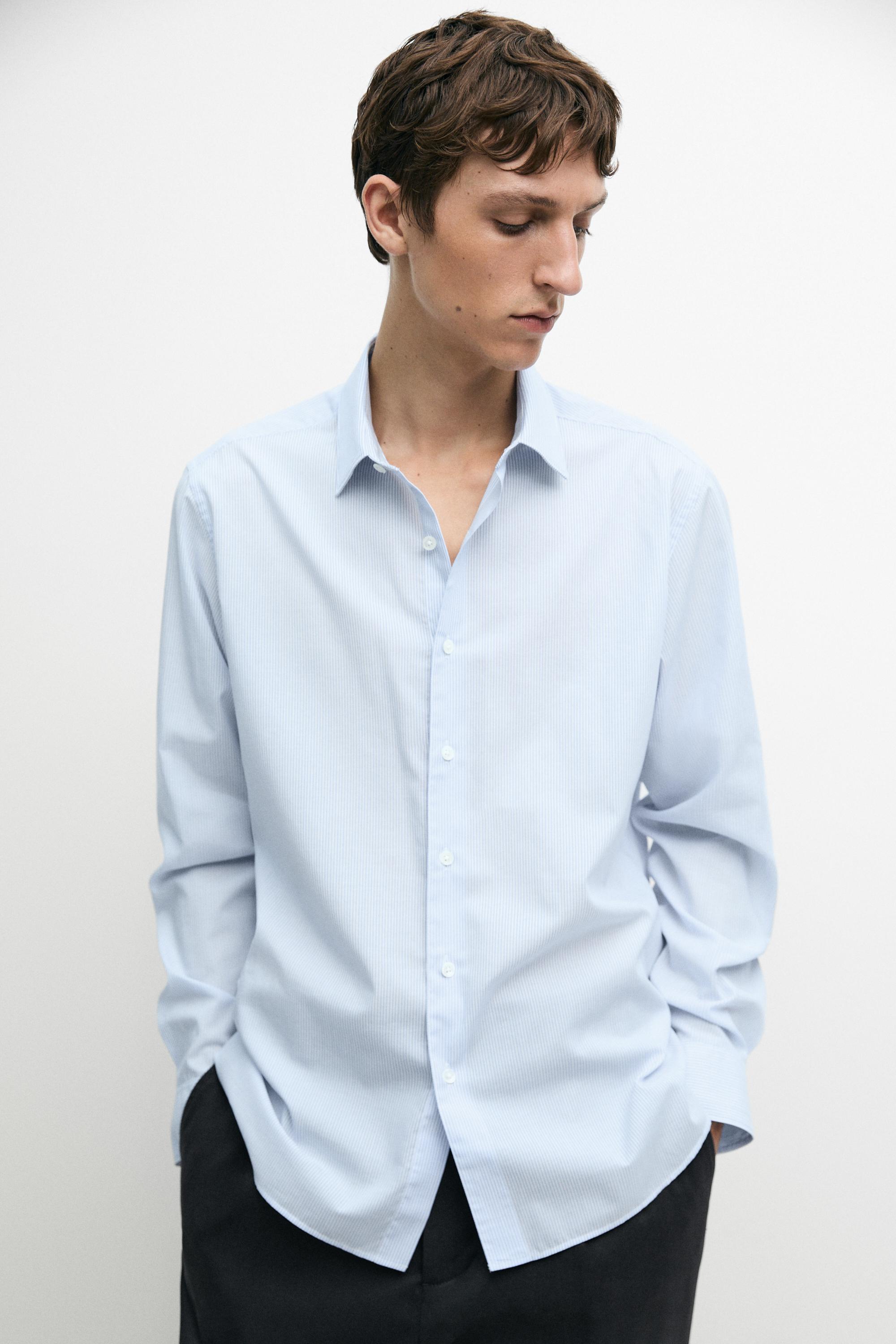 Striped regular fit shirt Sky Blue