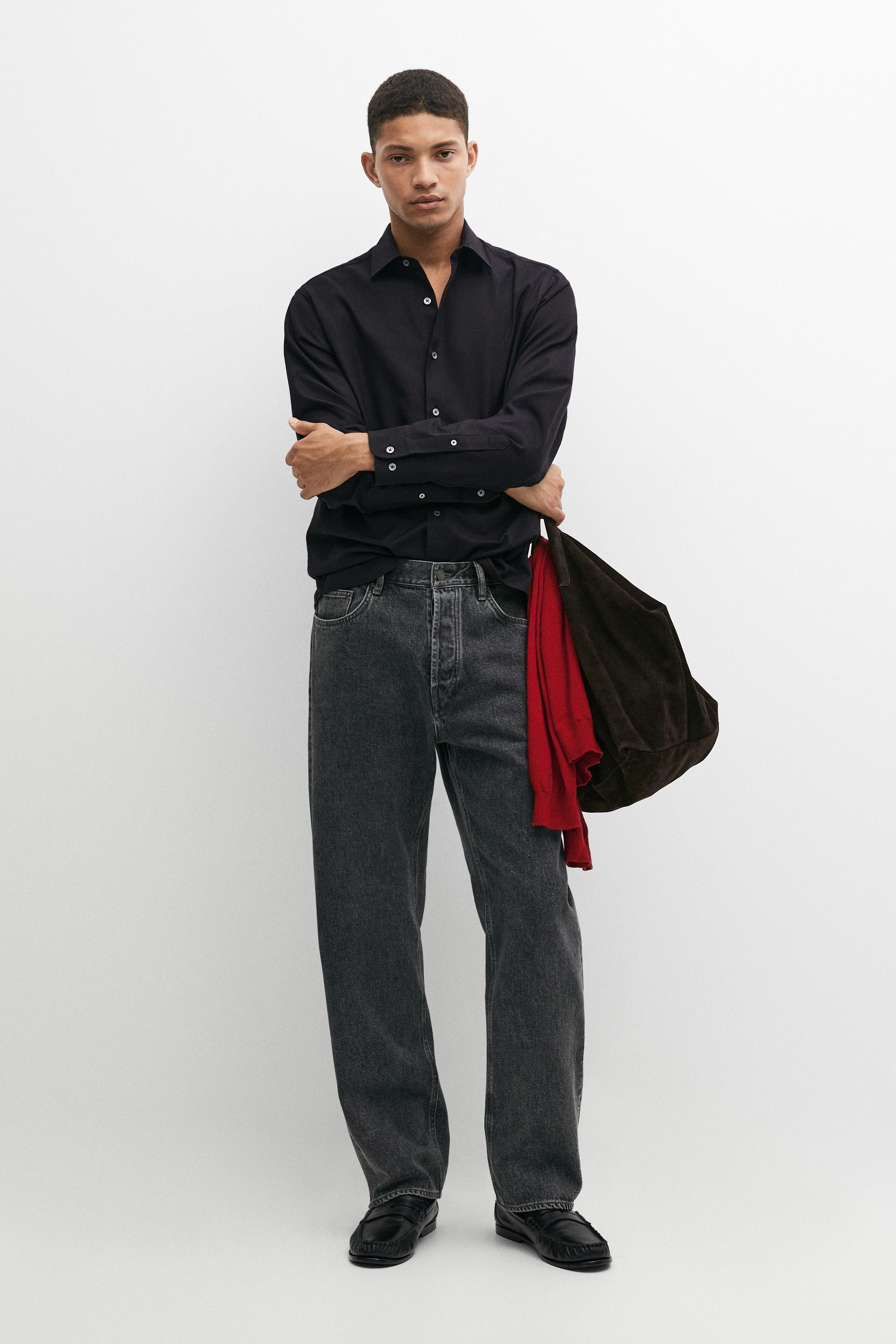 100% Cotton Twill Regular Fit Shirt Navy Blue