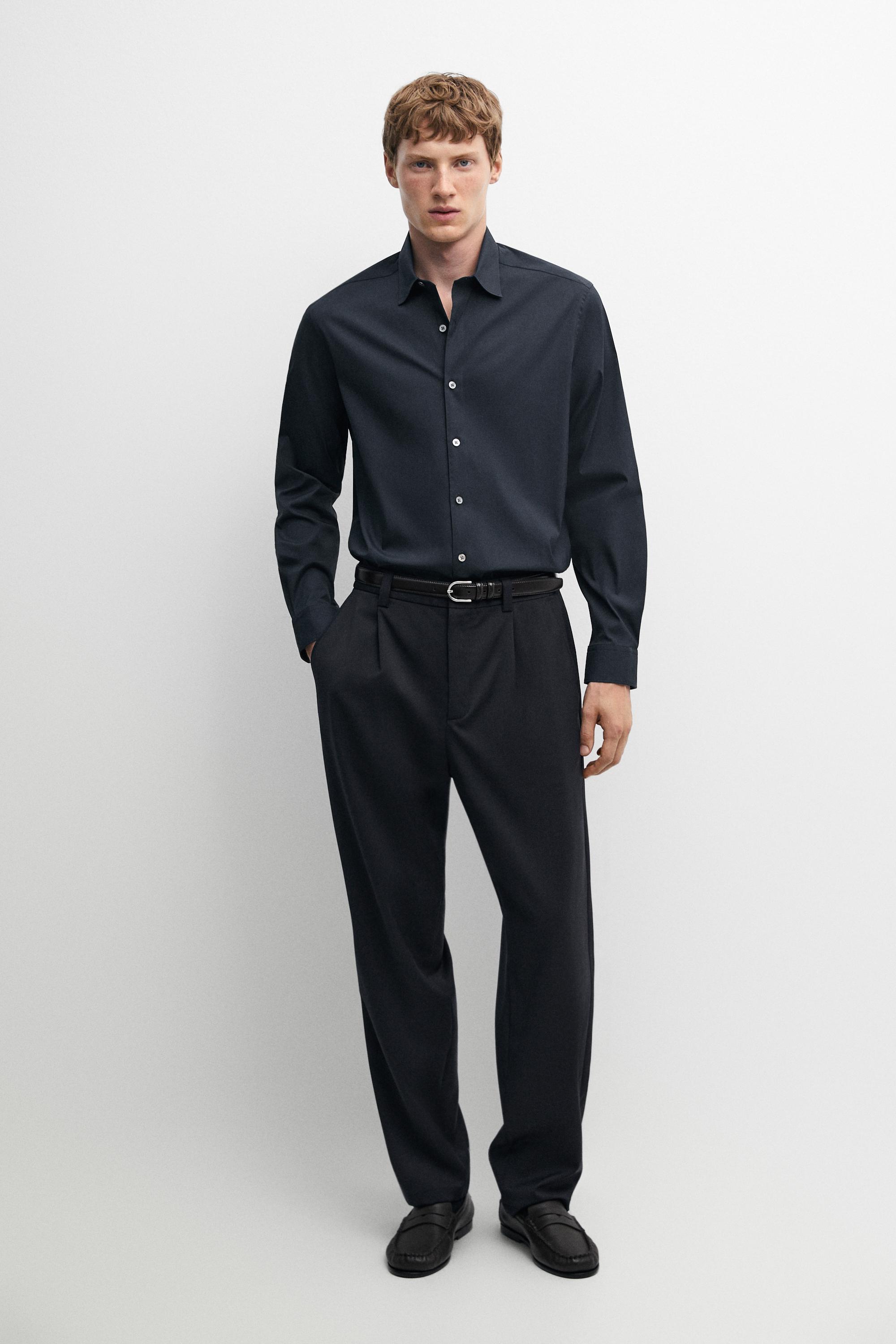 Slim fit stretch shirt Navy Blue