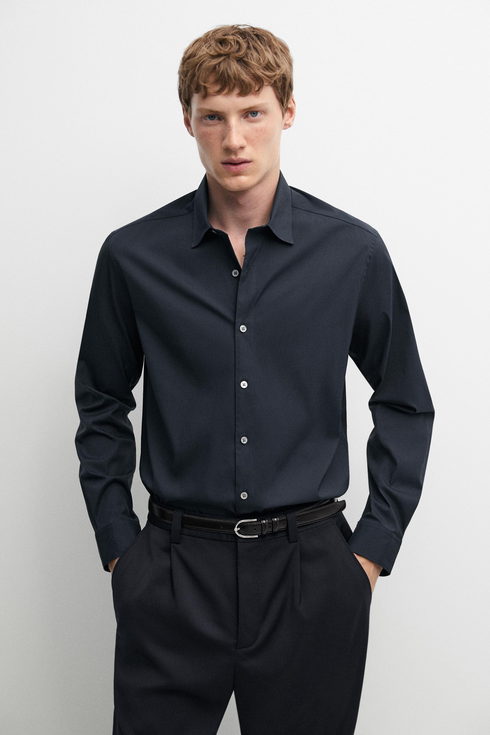 Slim fit stretch shirt Navy Blue
