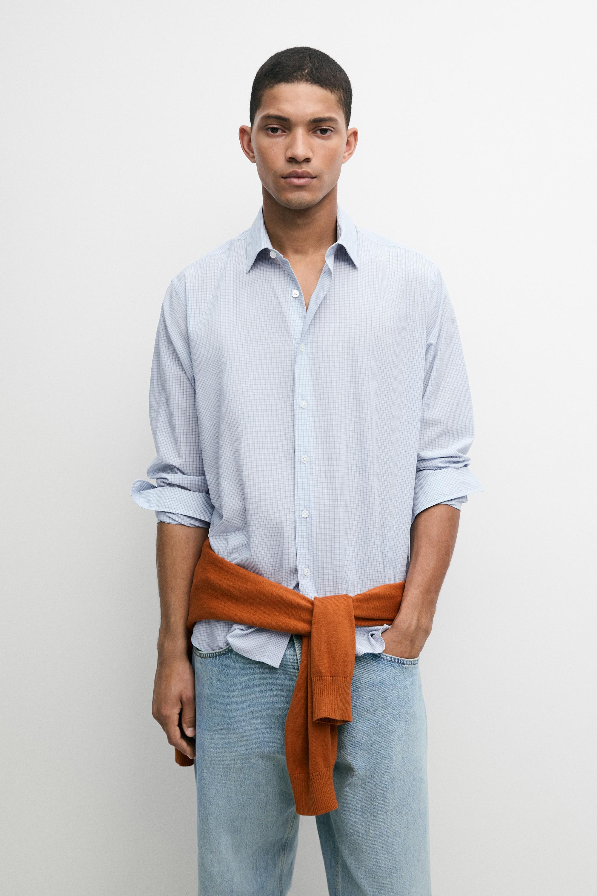 100% cotton regular fit plaid shirt Blue