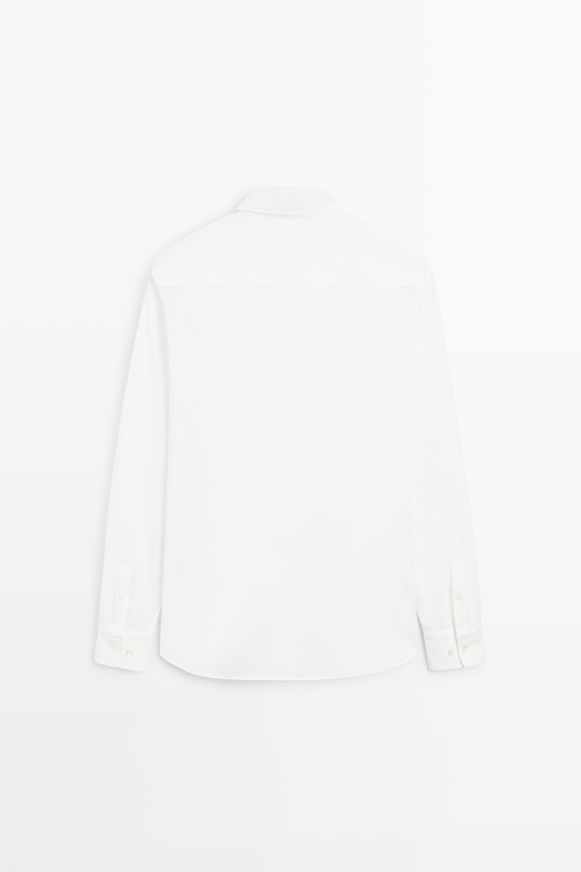 100% cotton melange twill regular fit shirt White