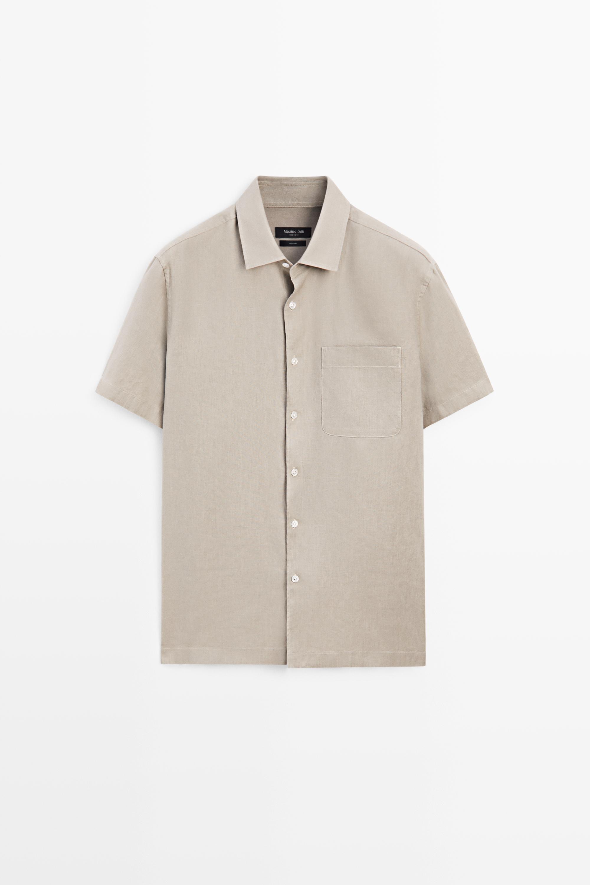100% linen short sleeve shirt Sand