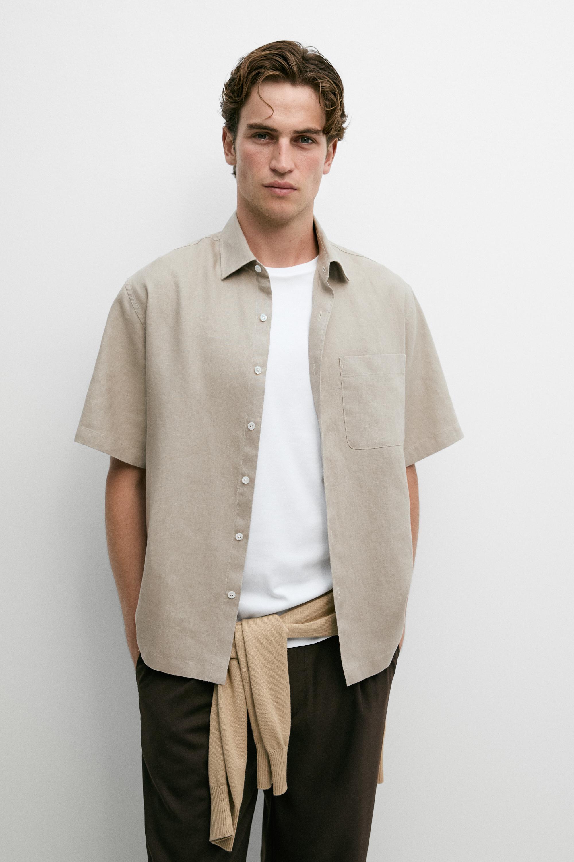 100% linen short sleeve shirt Sand