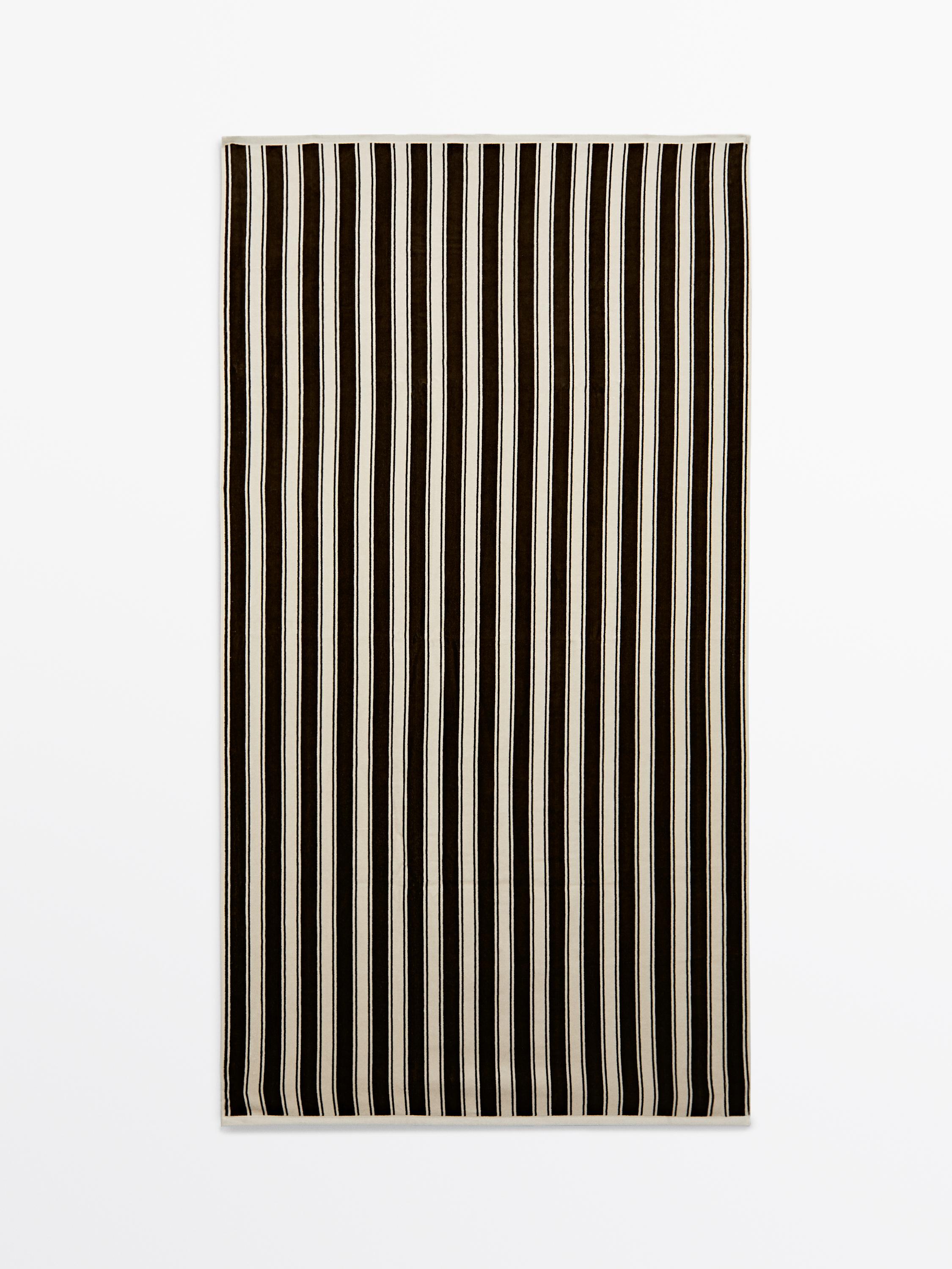 Striped cotton towel Khaki